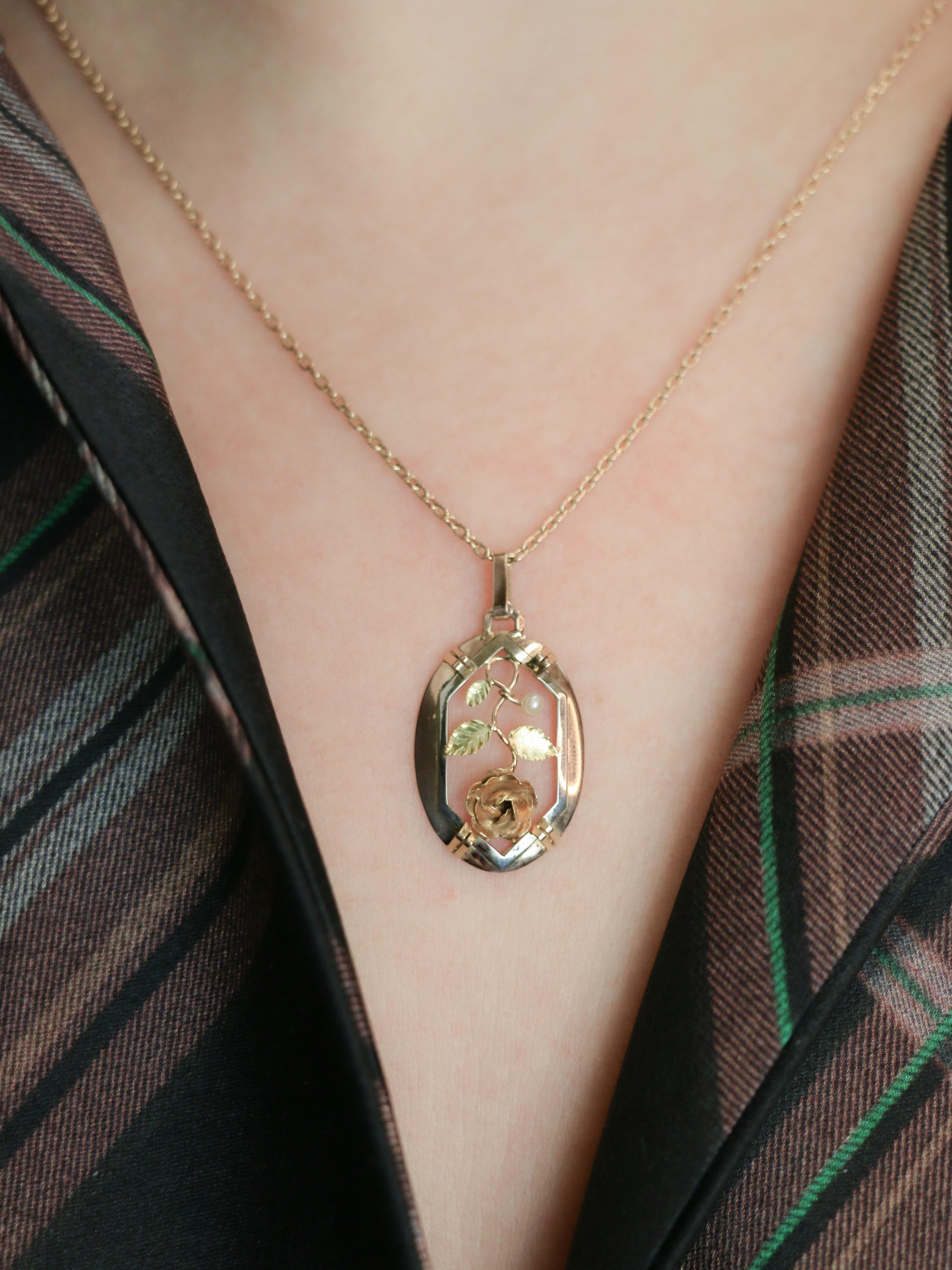 Pendentif Art Nouveau or perle