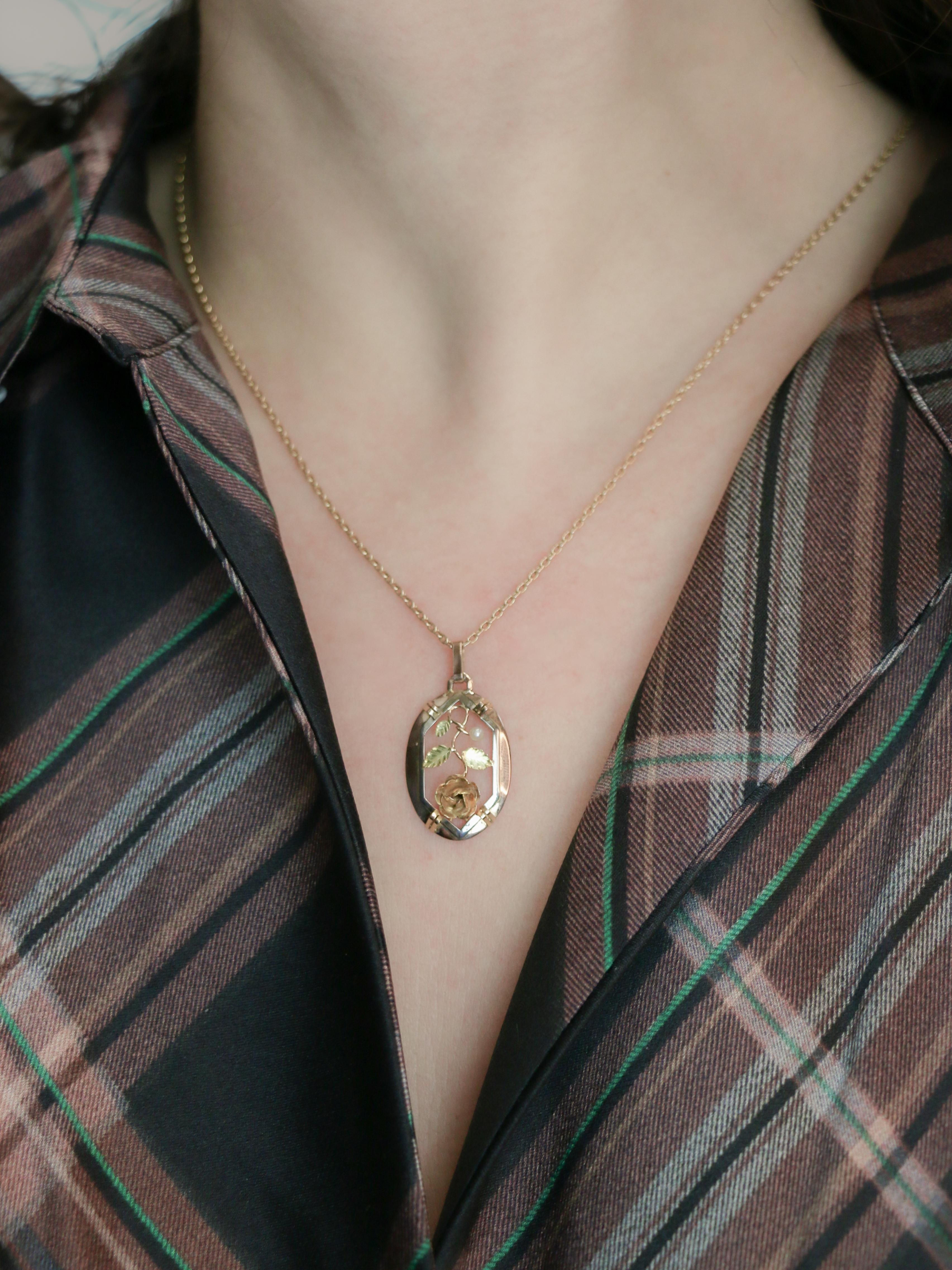 Pendentif Art Nouveau or perle