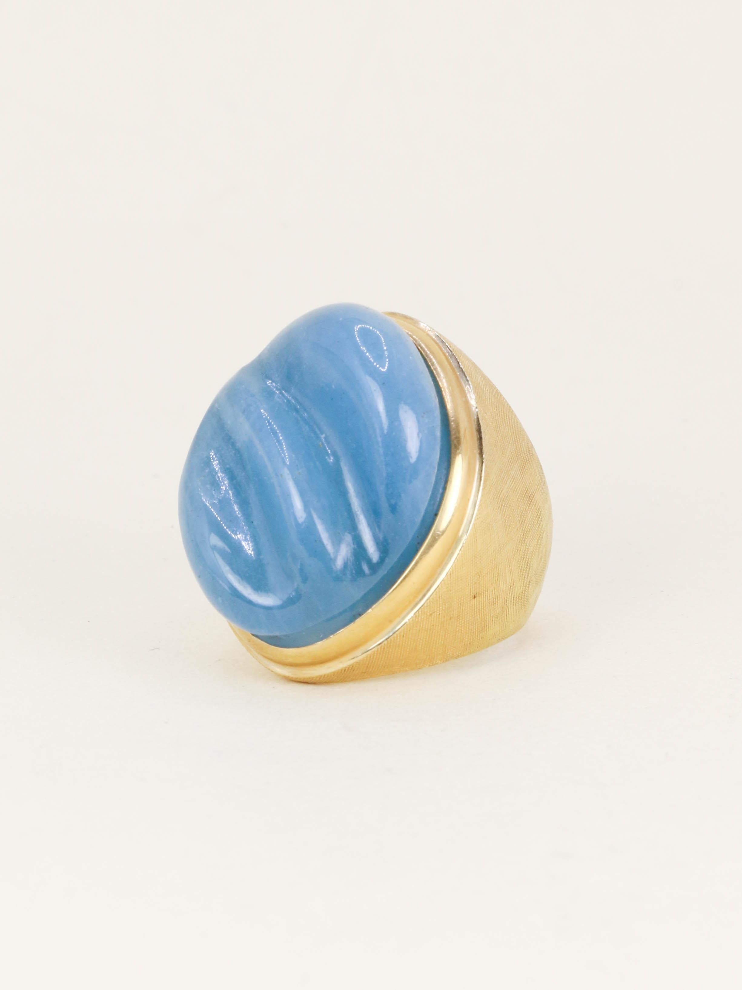 BURLE MARX Bague cocktail or jaune aigue marine "Forma Livre"