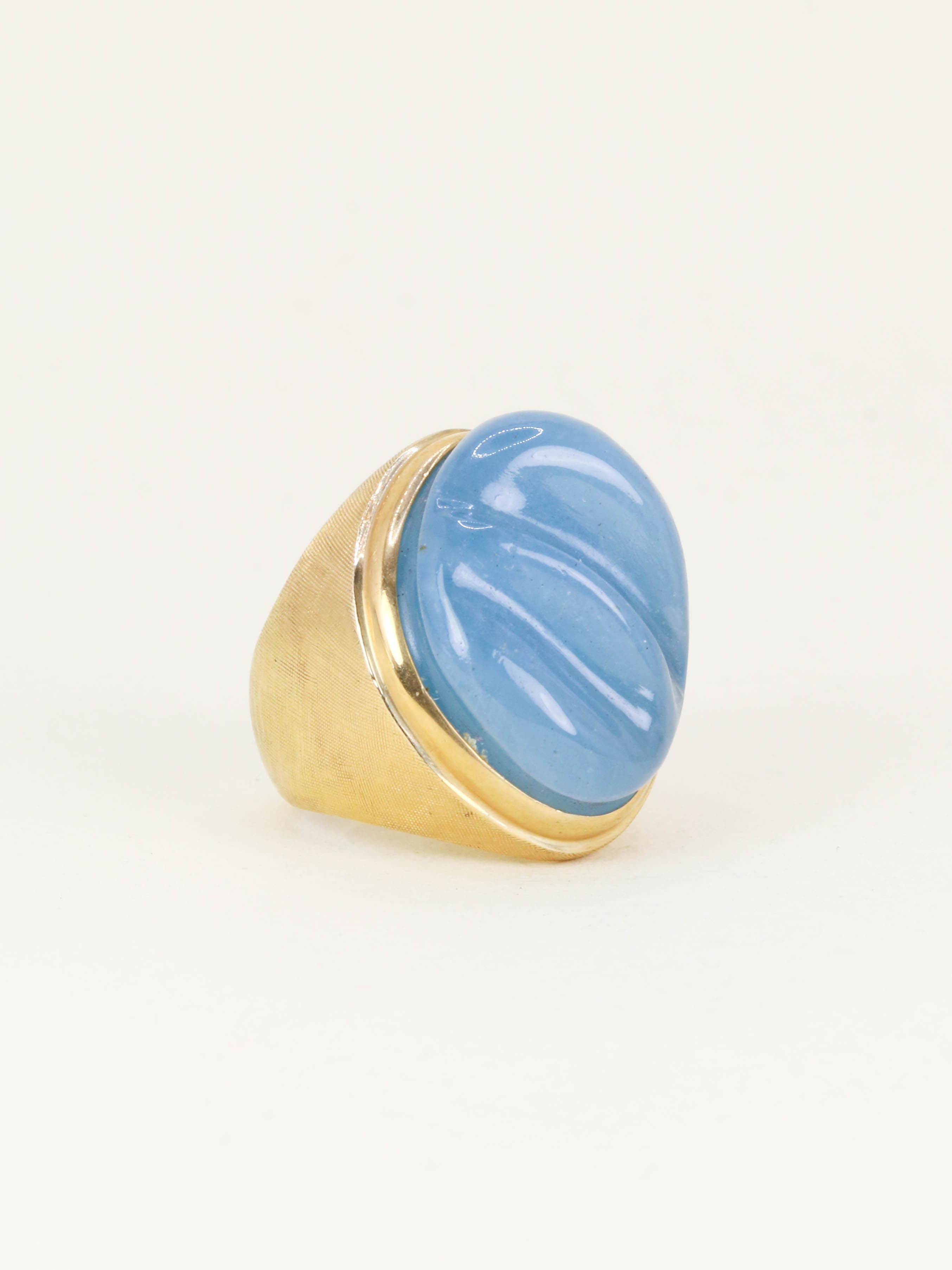 BURLE MARX Bague cocktail or jaune aigue marine "Forma Livre"