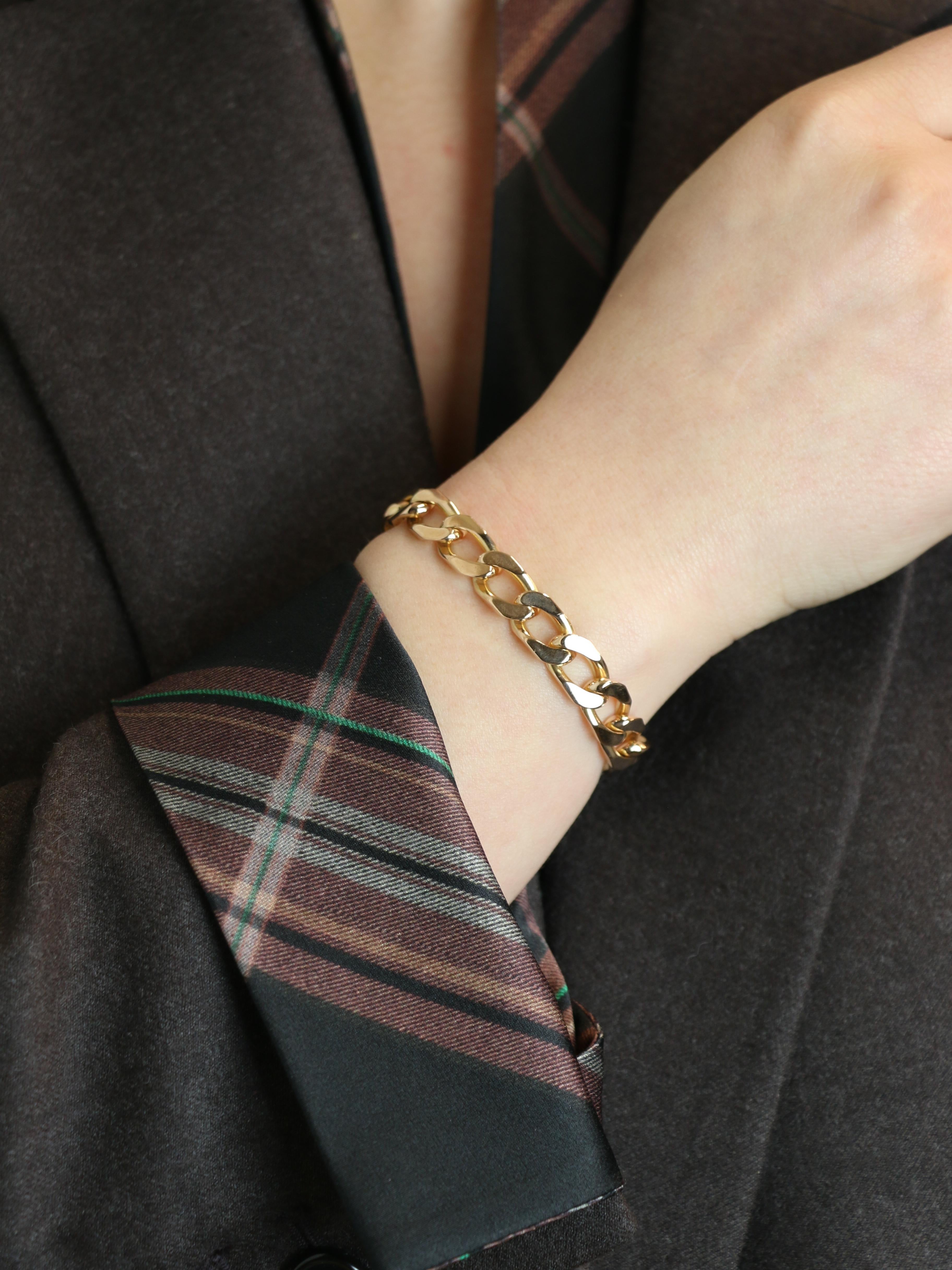 Bracelet vintage maille gourmette plate or jaune