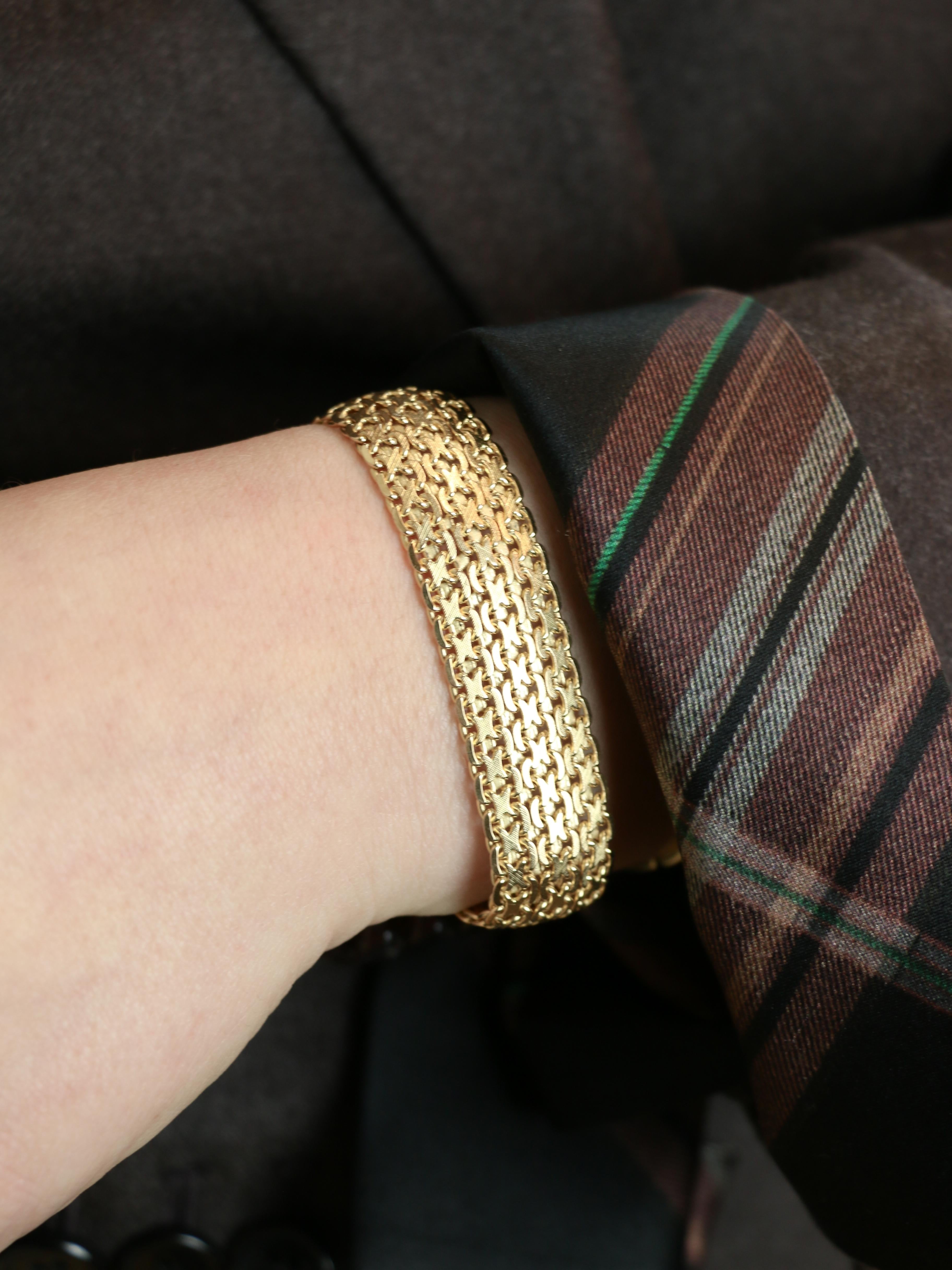 Bracelet vintage maille milanaise or jaune