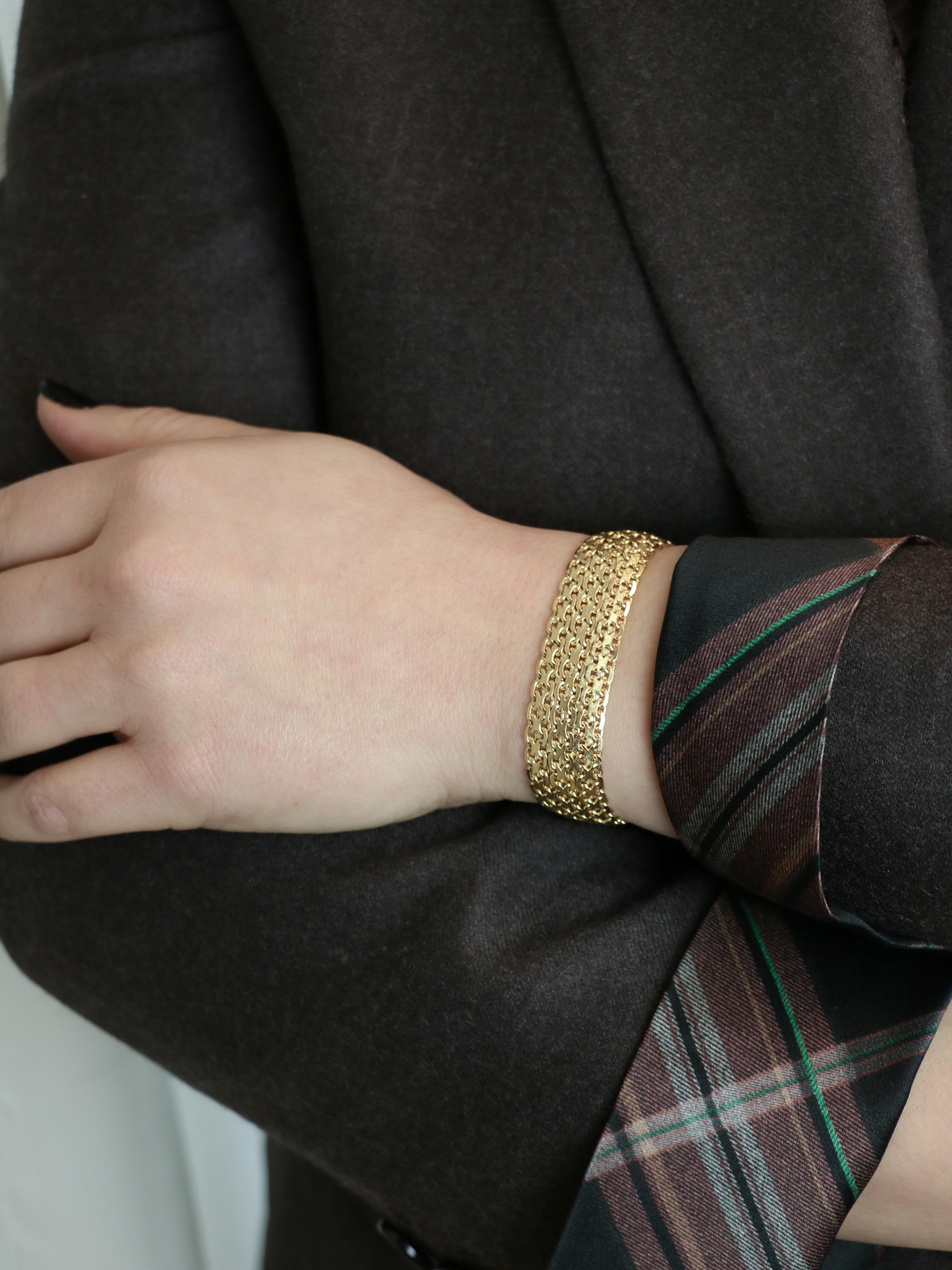 Bracelet vintage maille milanaise or jaune