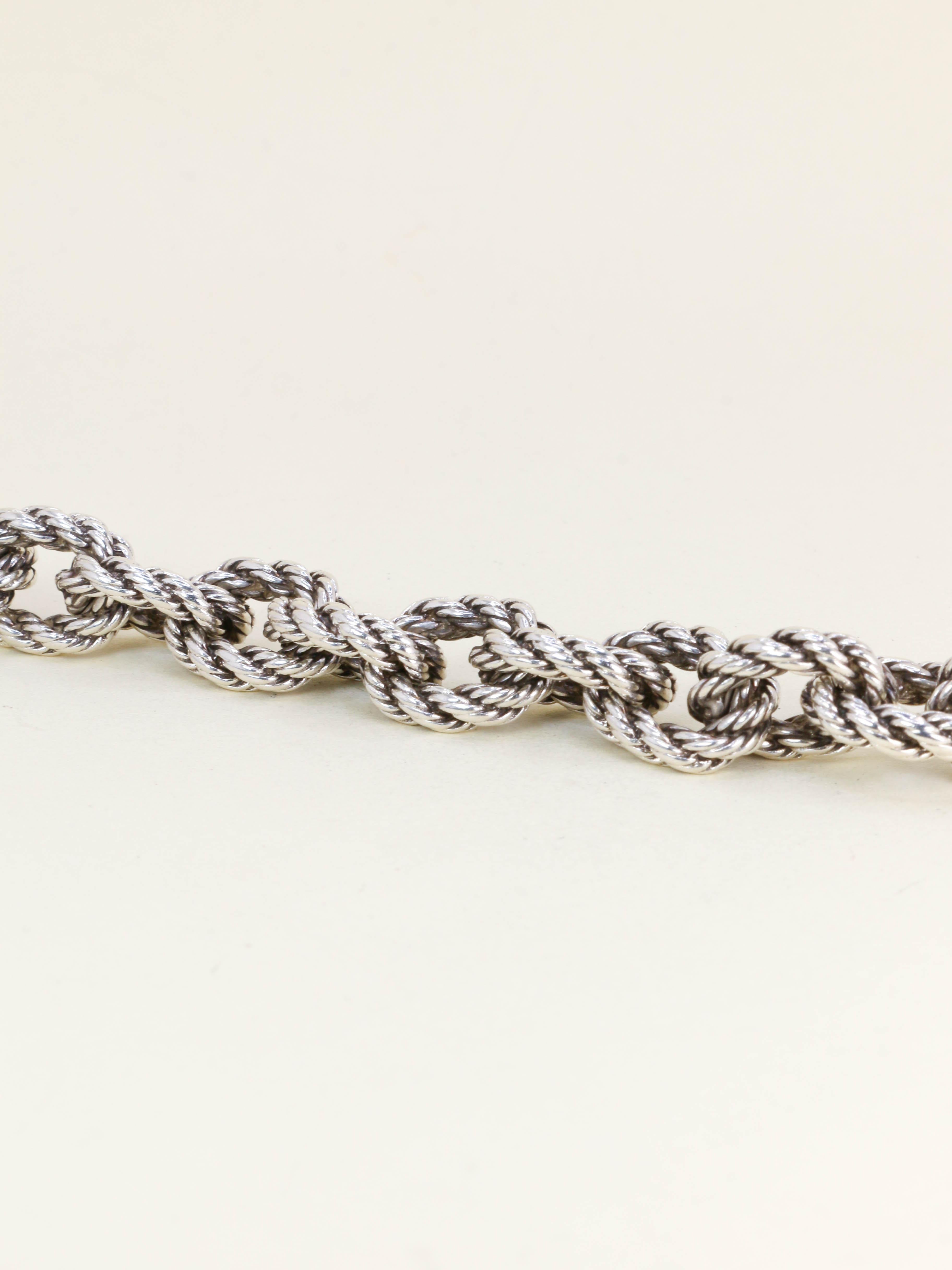 HERMES (Attribué à) Bracelet quadrille corde tressé argent