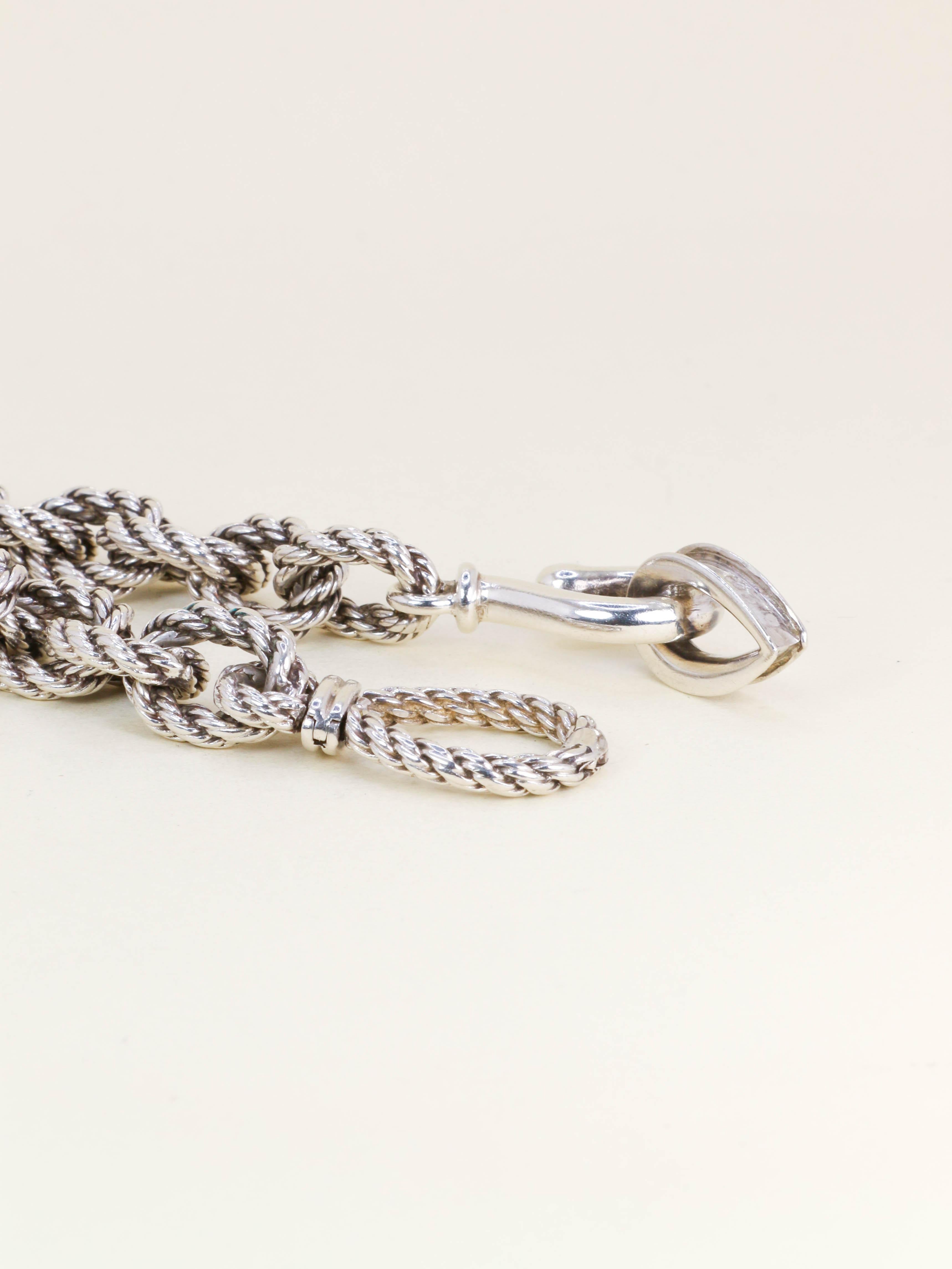 HERMES (Attribué à) Bracelet quadrille corde tressé argent