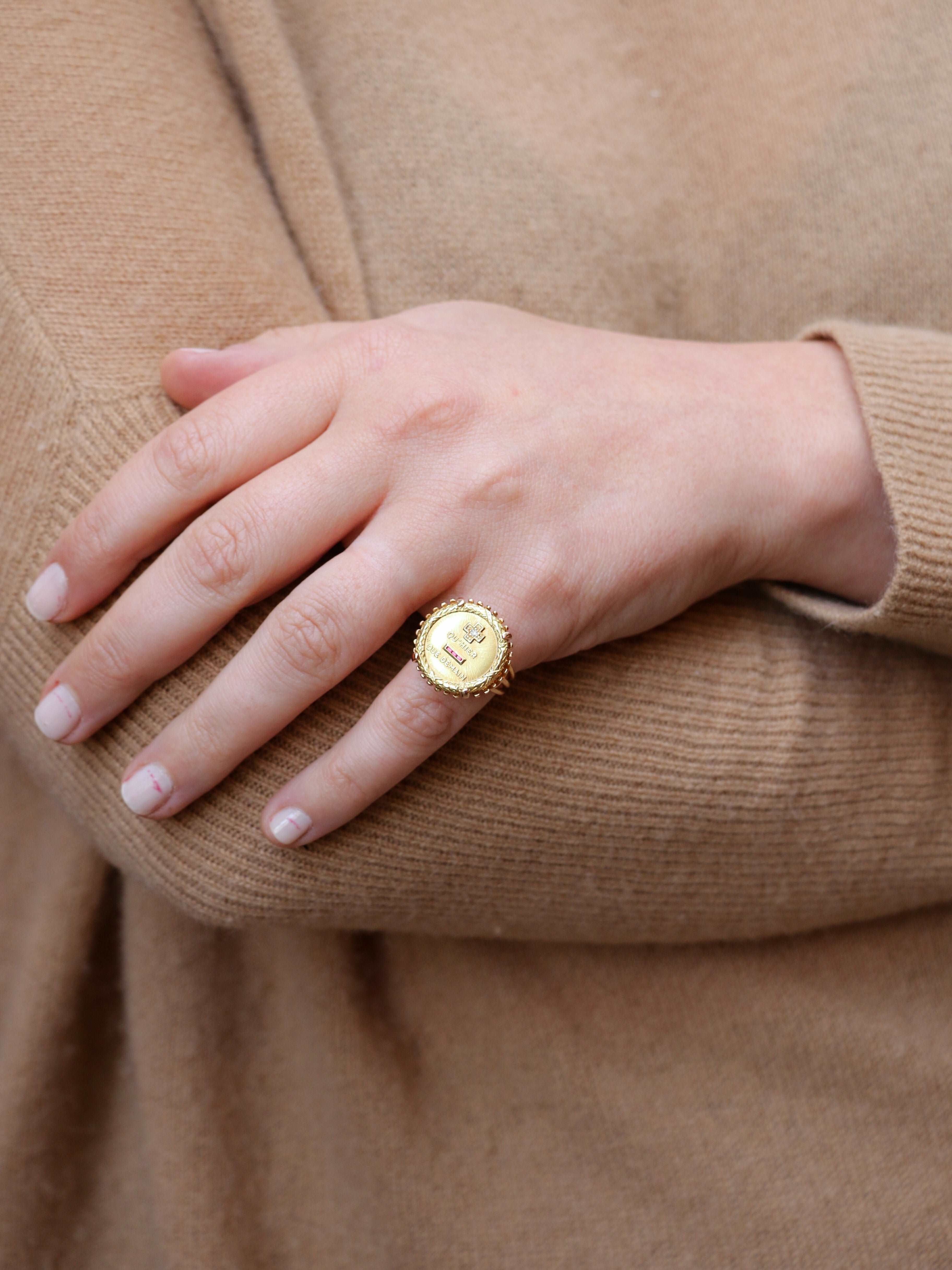 Bague Amour Augis Plus hier Moins demain or diamant rubis