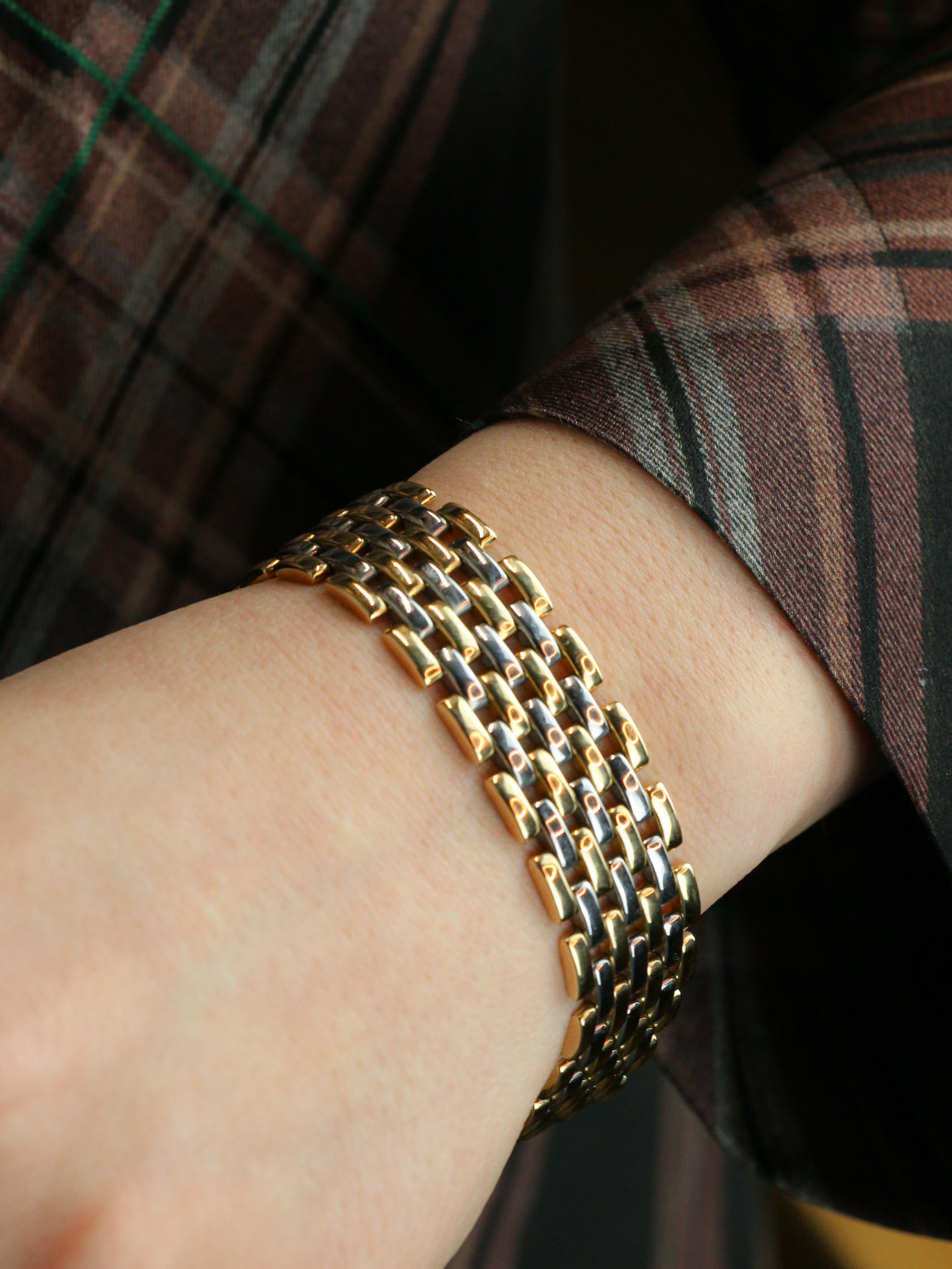 CARTIER Bracelet maillons panthère or jaune acier