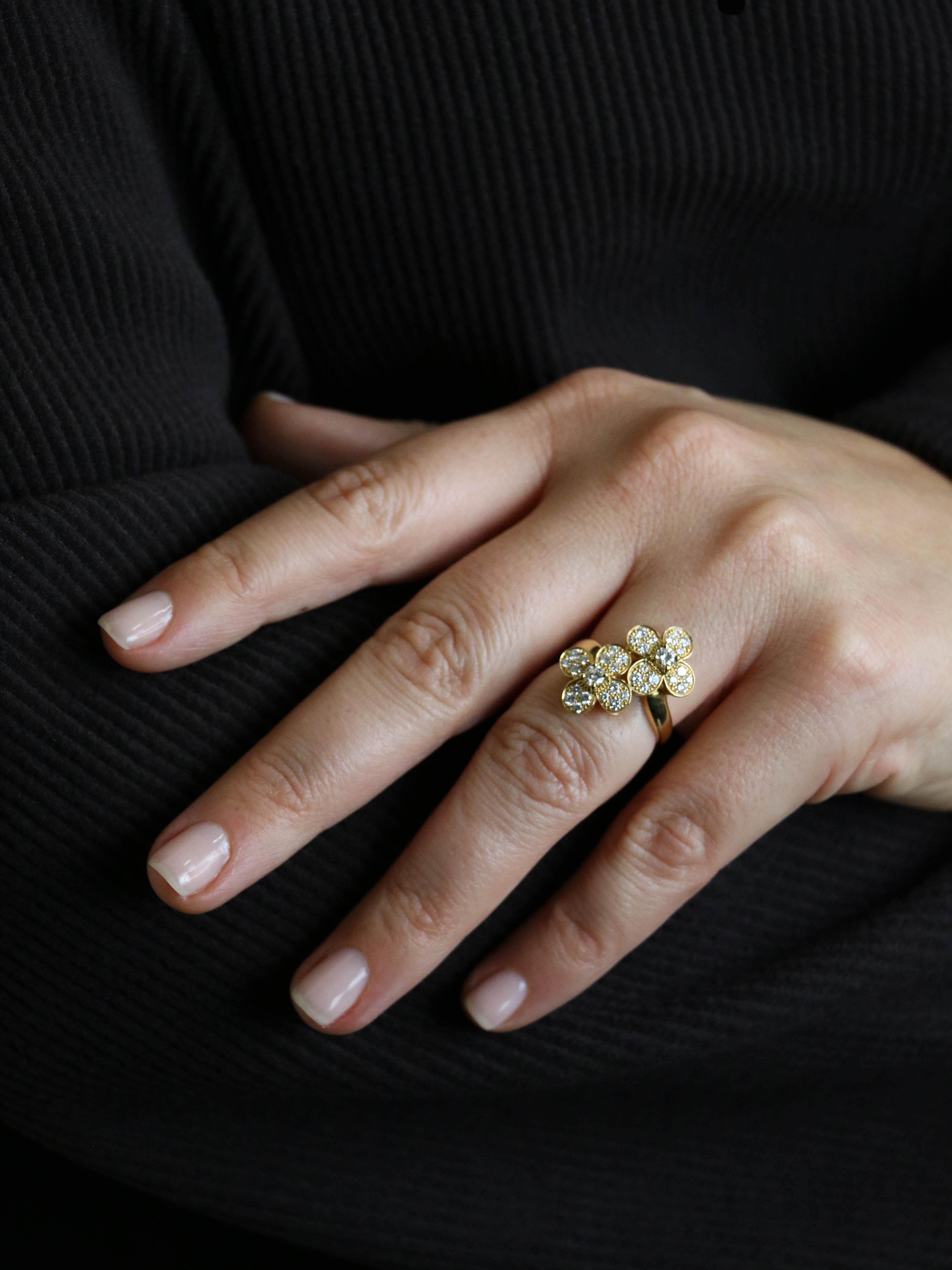VAN CLEEF & ARPELS Bague double trèfle or jaune diamants