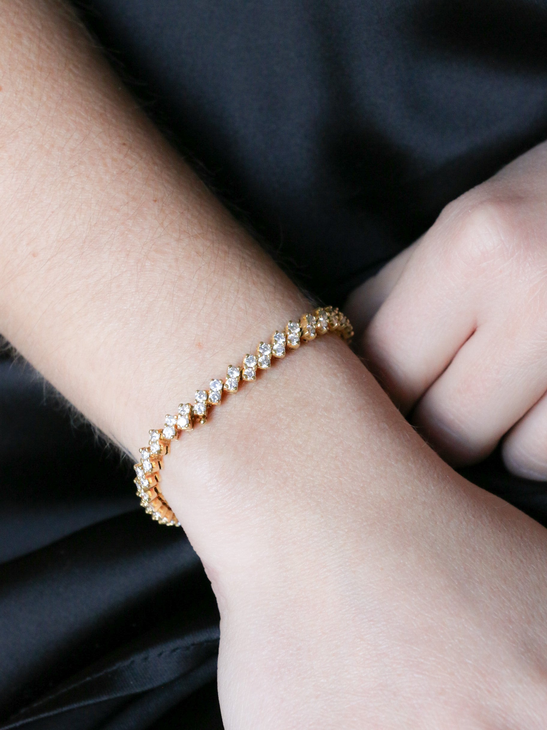 Bracelet rivière vintage en or et diamants