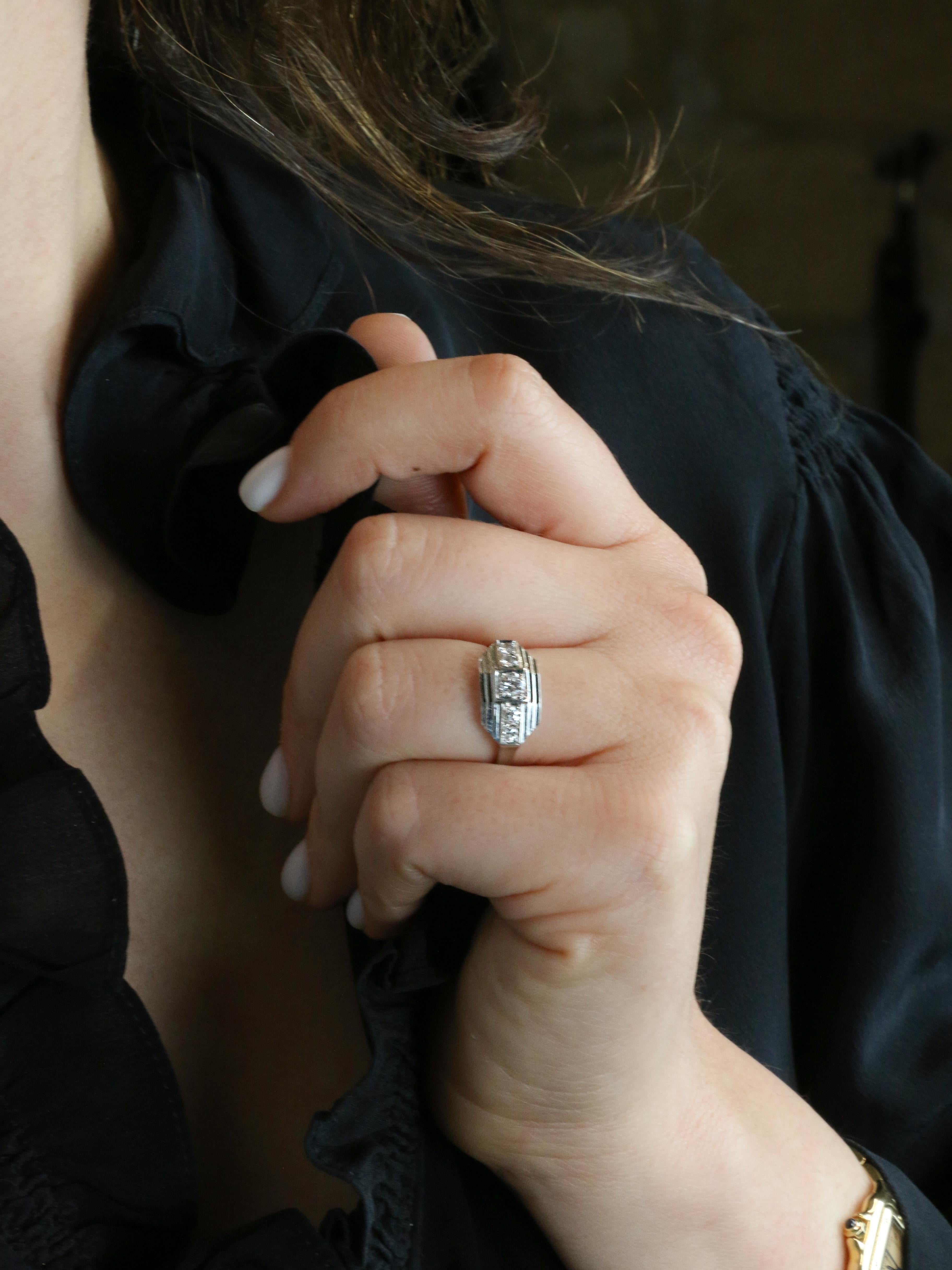 Bague Art déco platine diamants