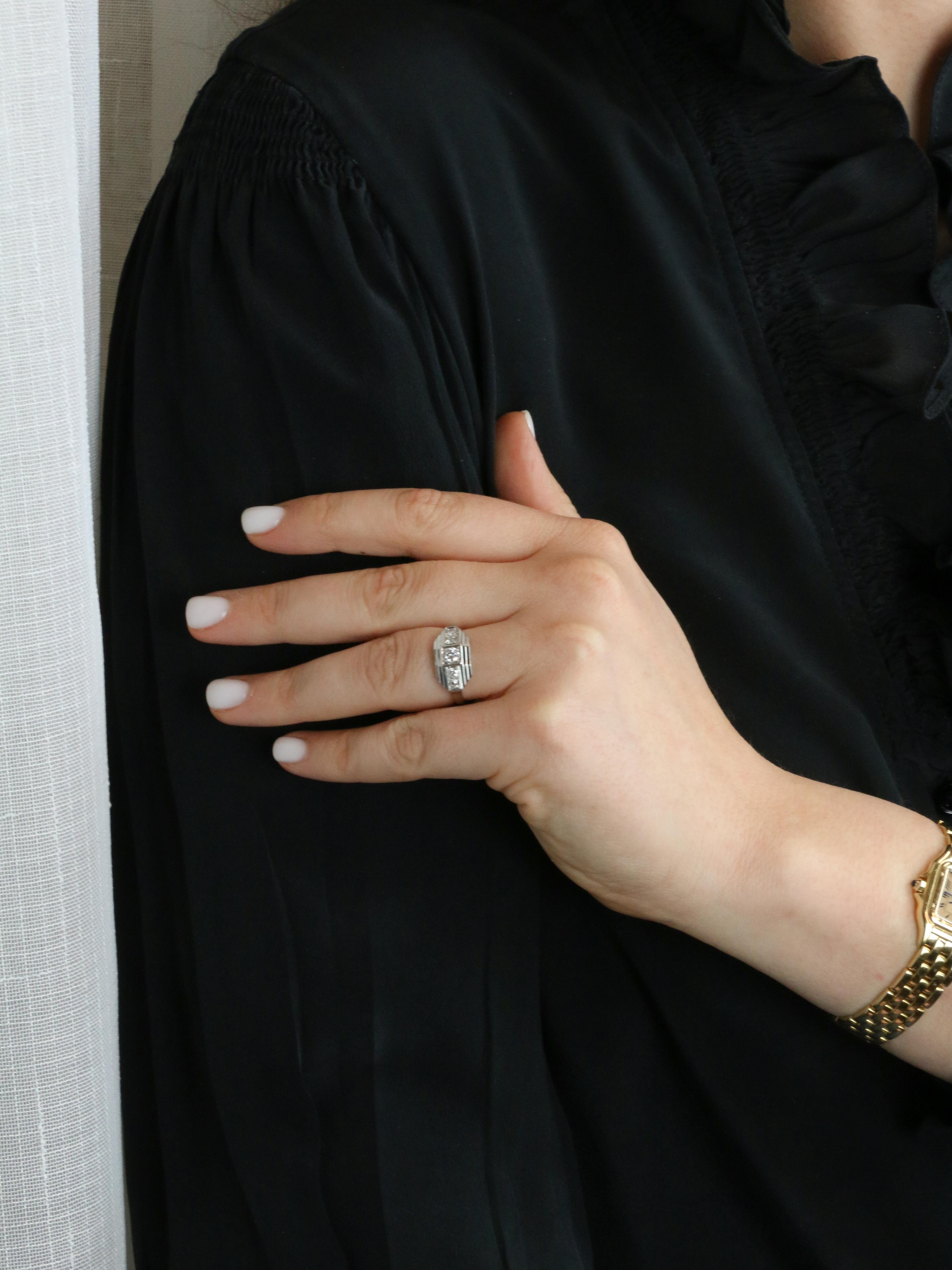 Bague Art déco platine diamants