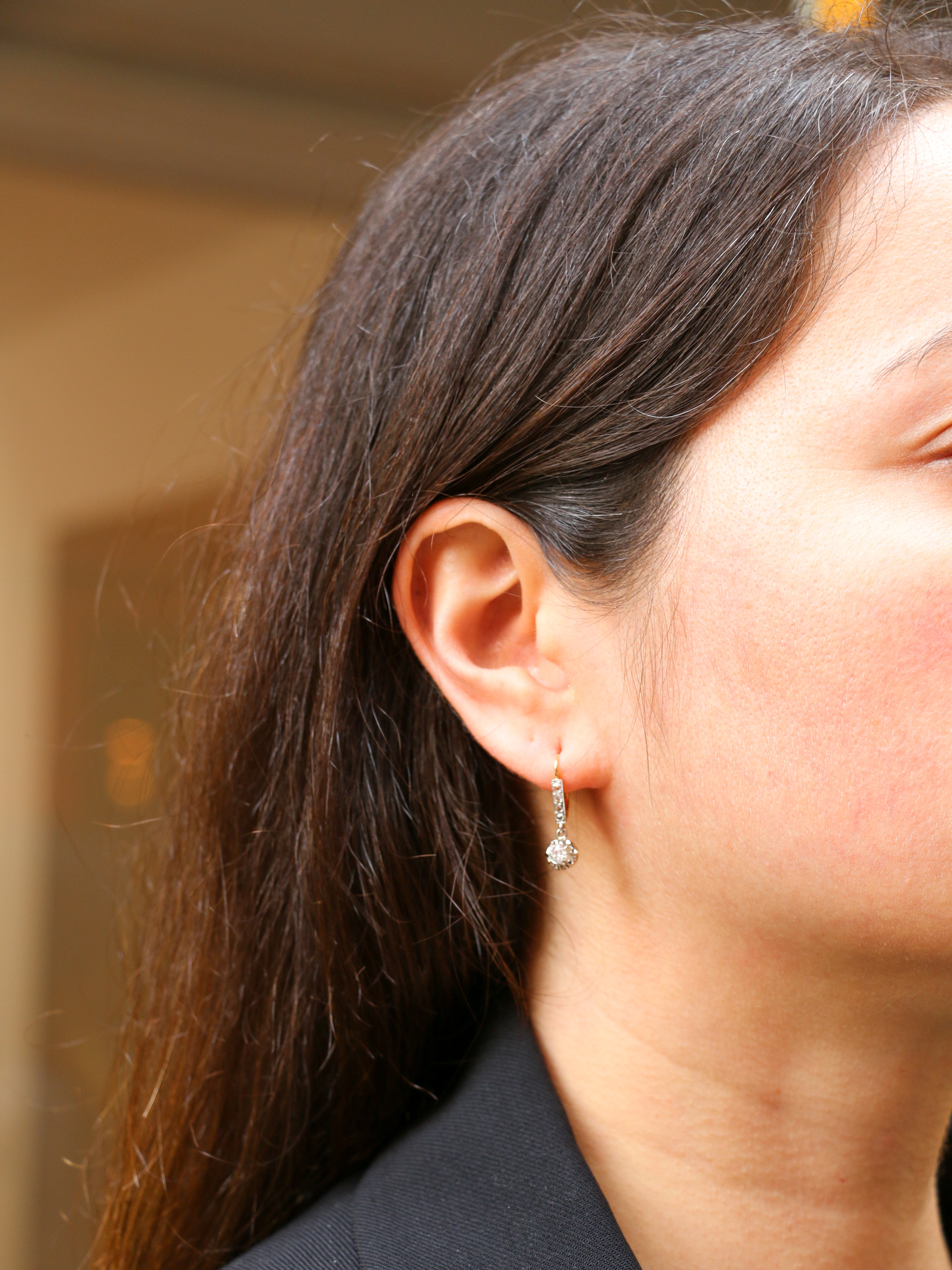 Antique sleepers in gold, silver and diamonds