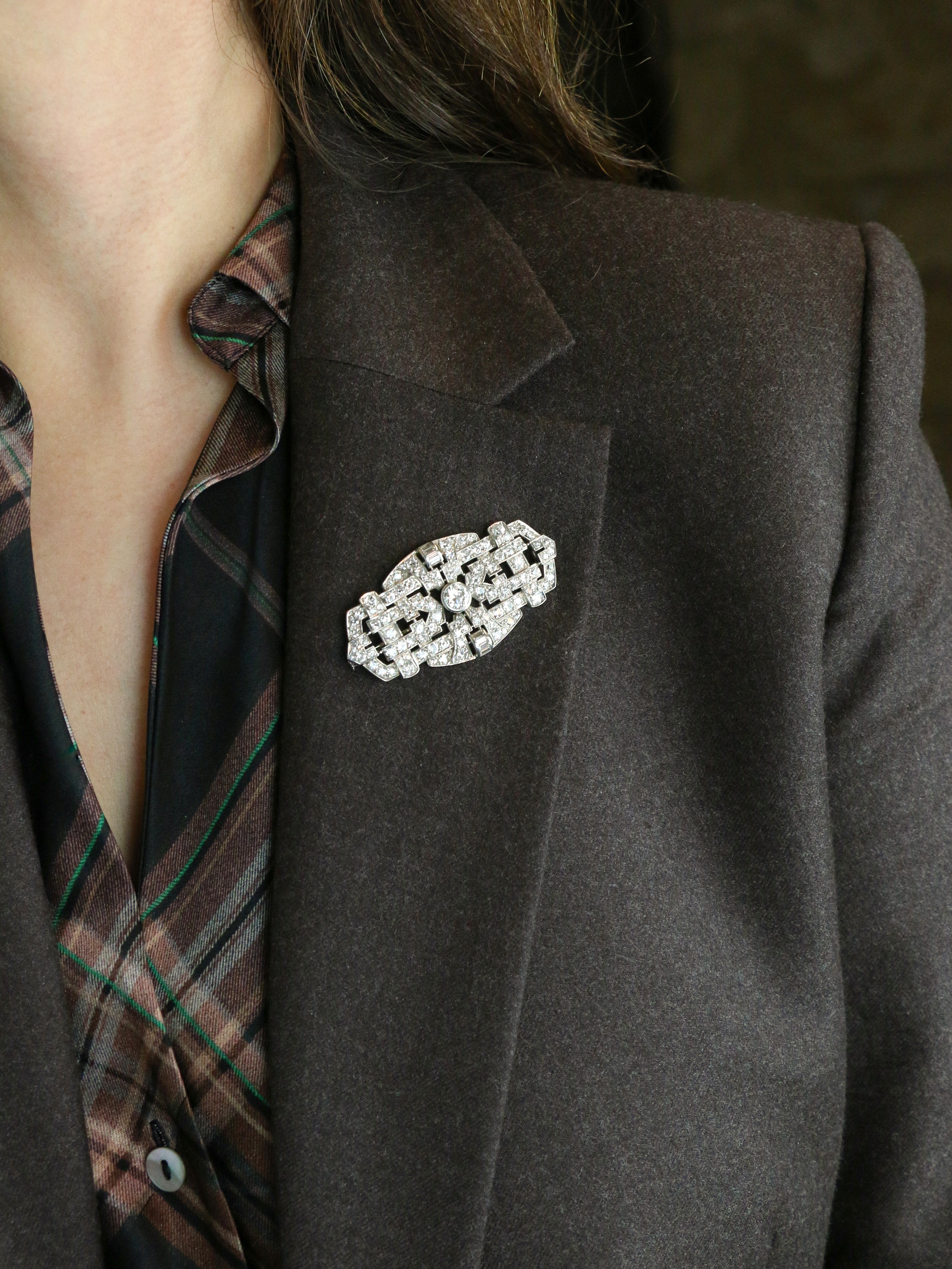 Broche Art Deco diamants 7 ct