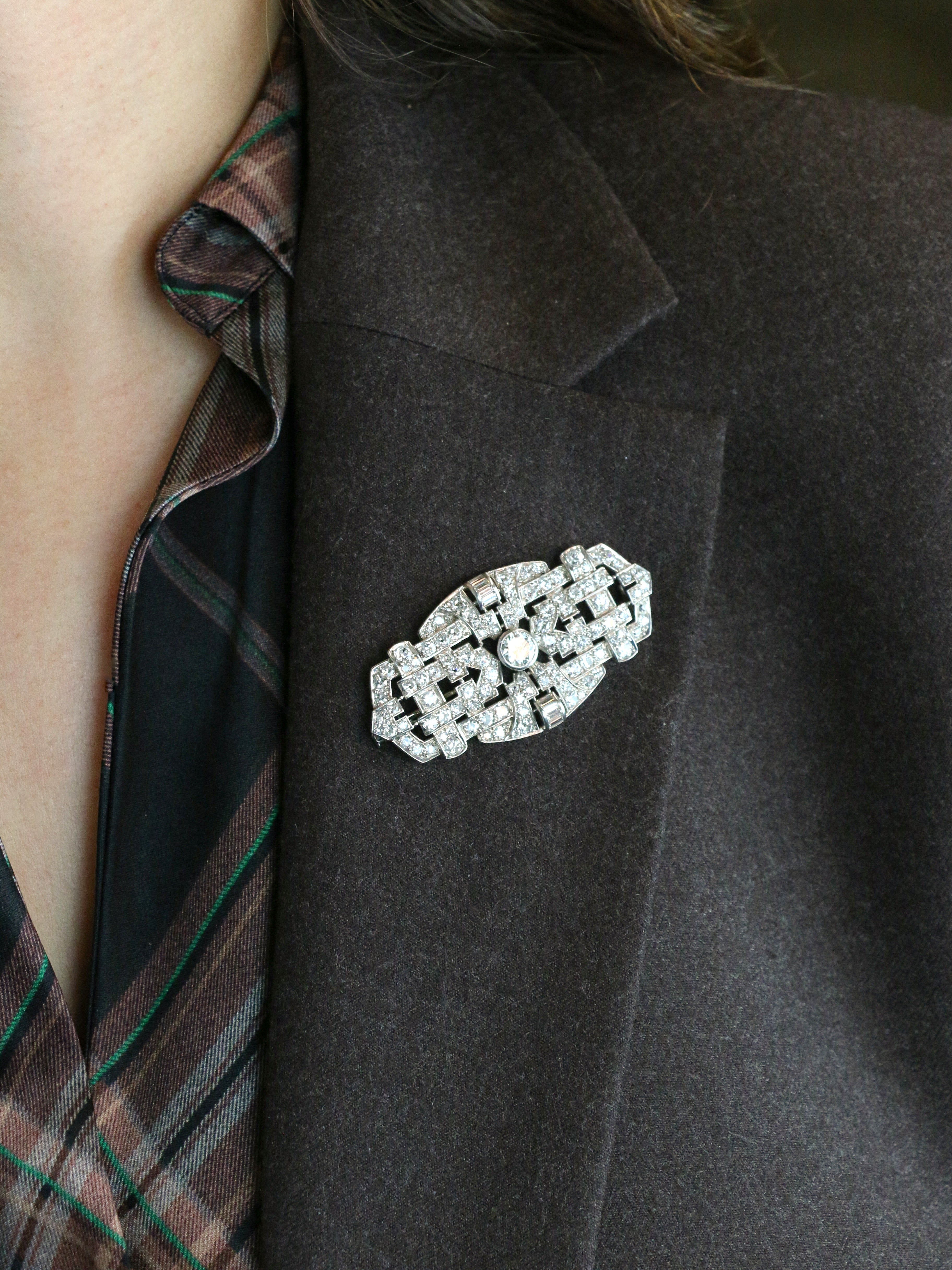 Broche Art Deco diamants 7 ct