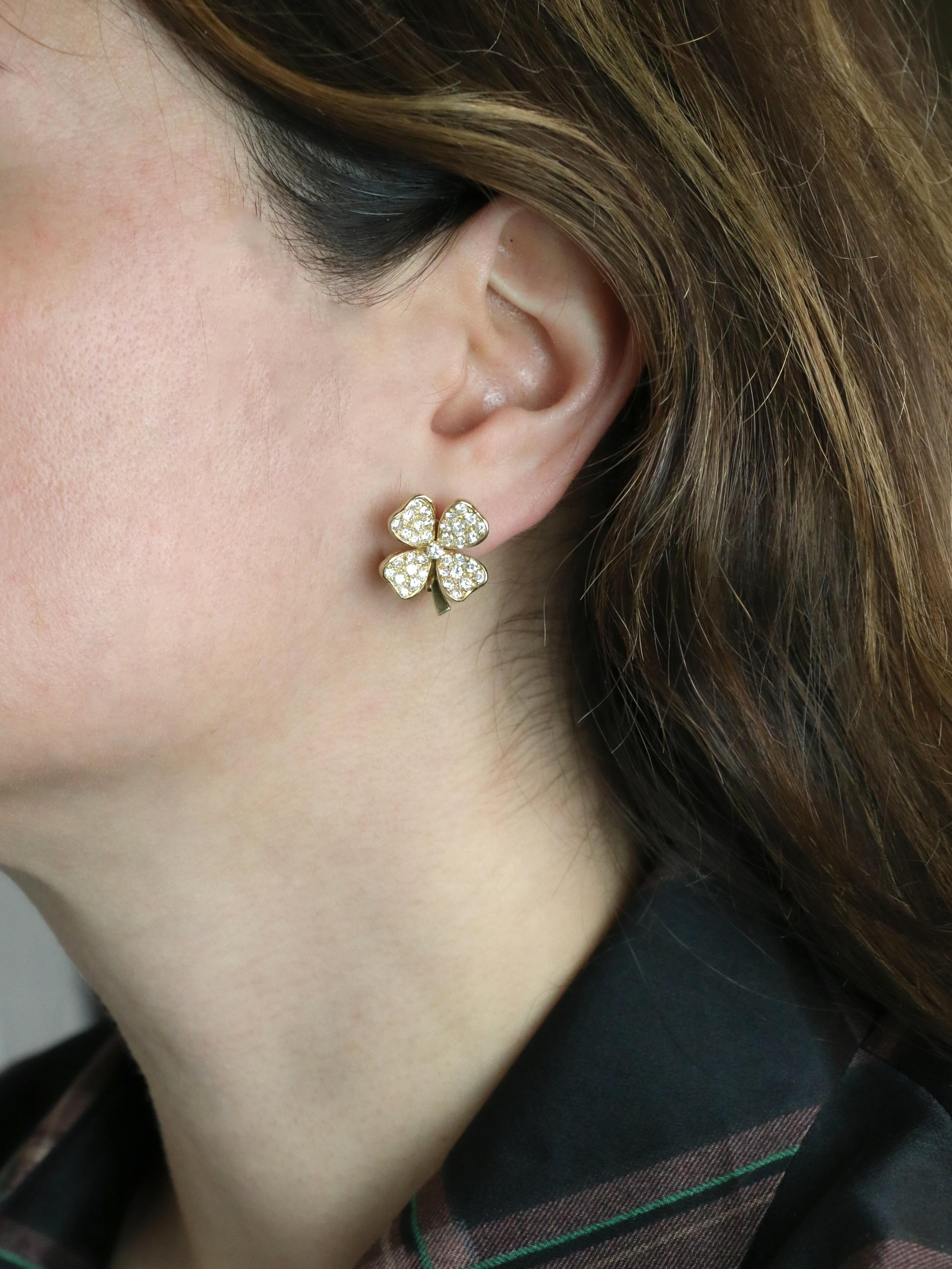 FRED Boucles d'oreilles Trèfles or jaune diamants