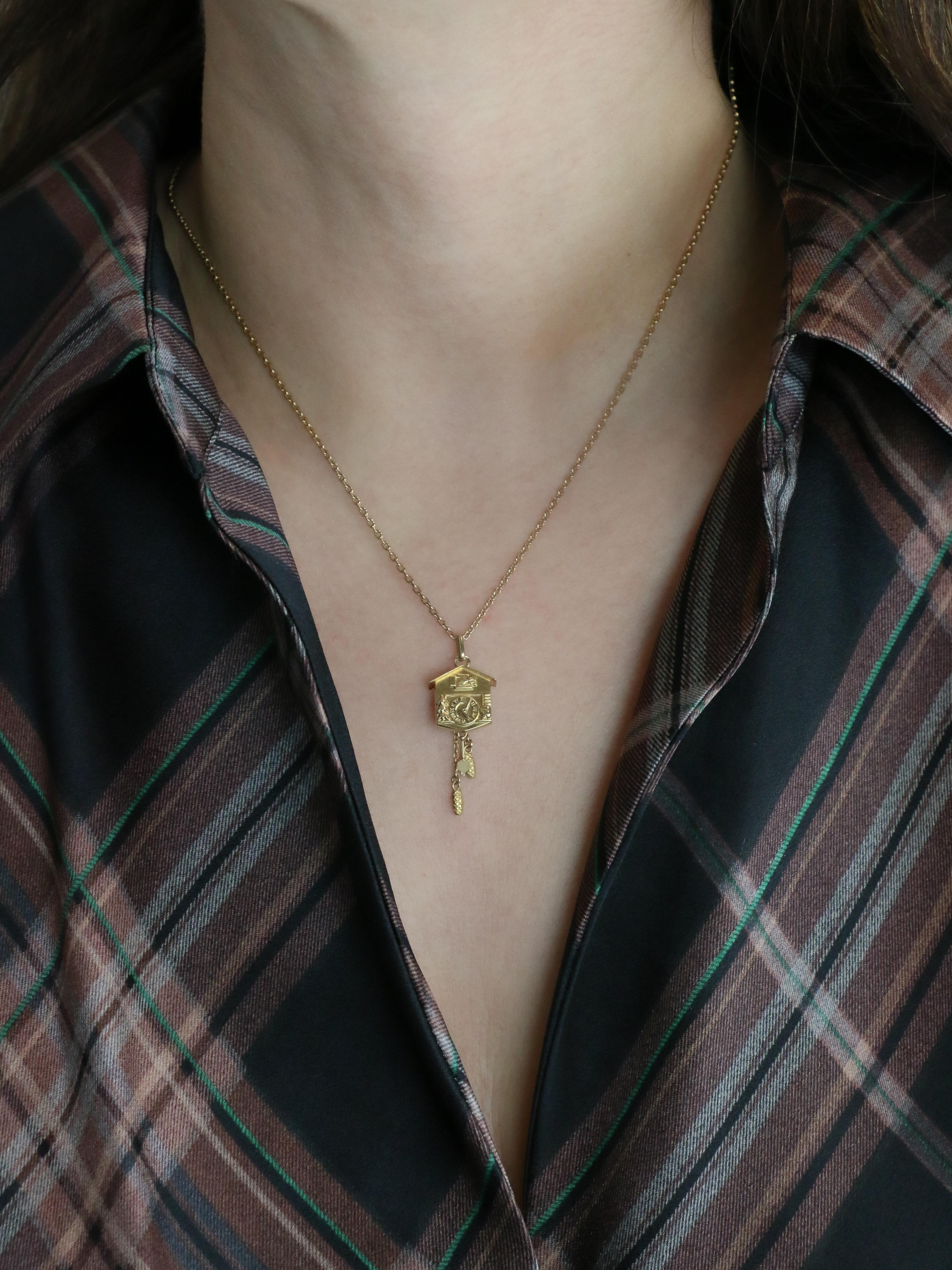 Pendentif Charms vintage coucou or jaune