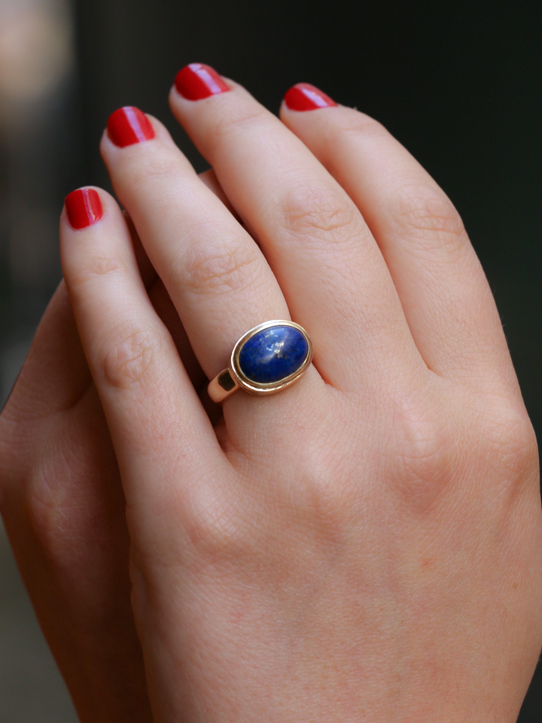 Bague vintage lapis lazuli or jaune