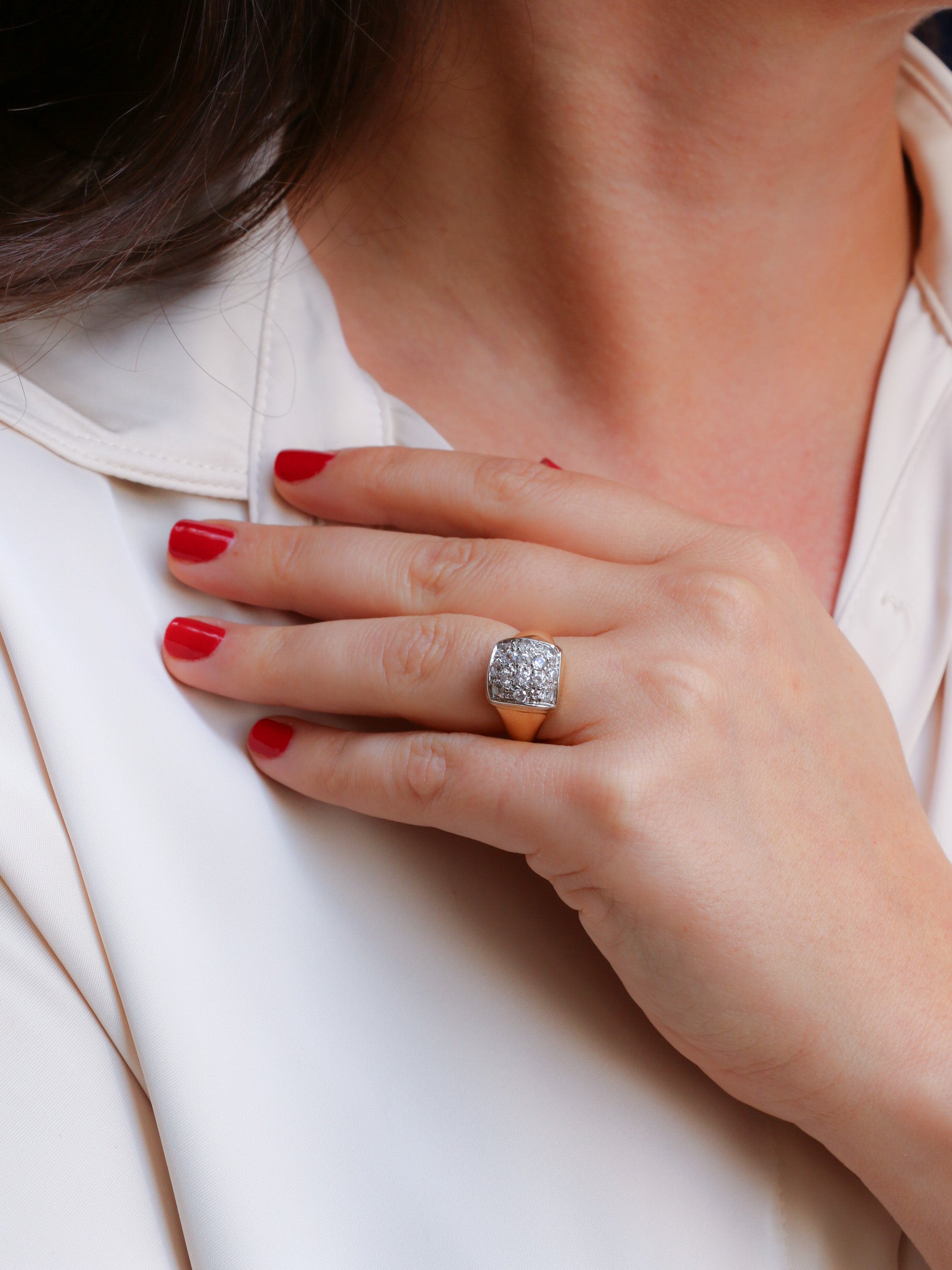 Bague vintage or diamants 0,6 carat