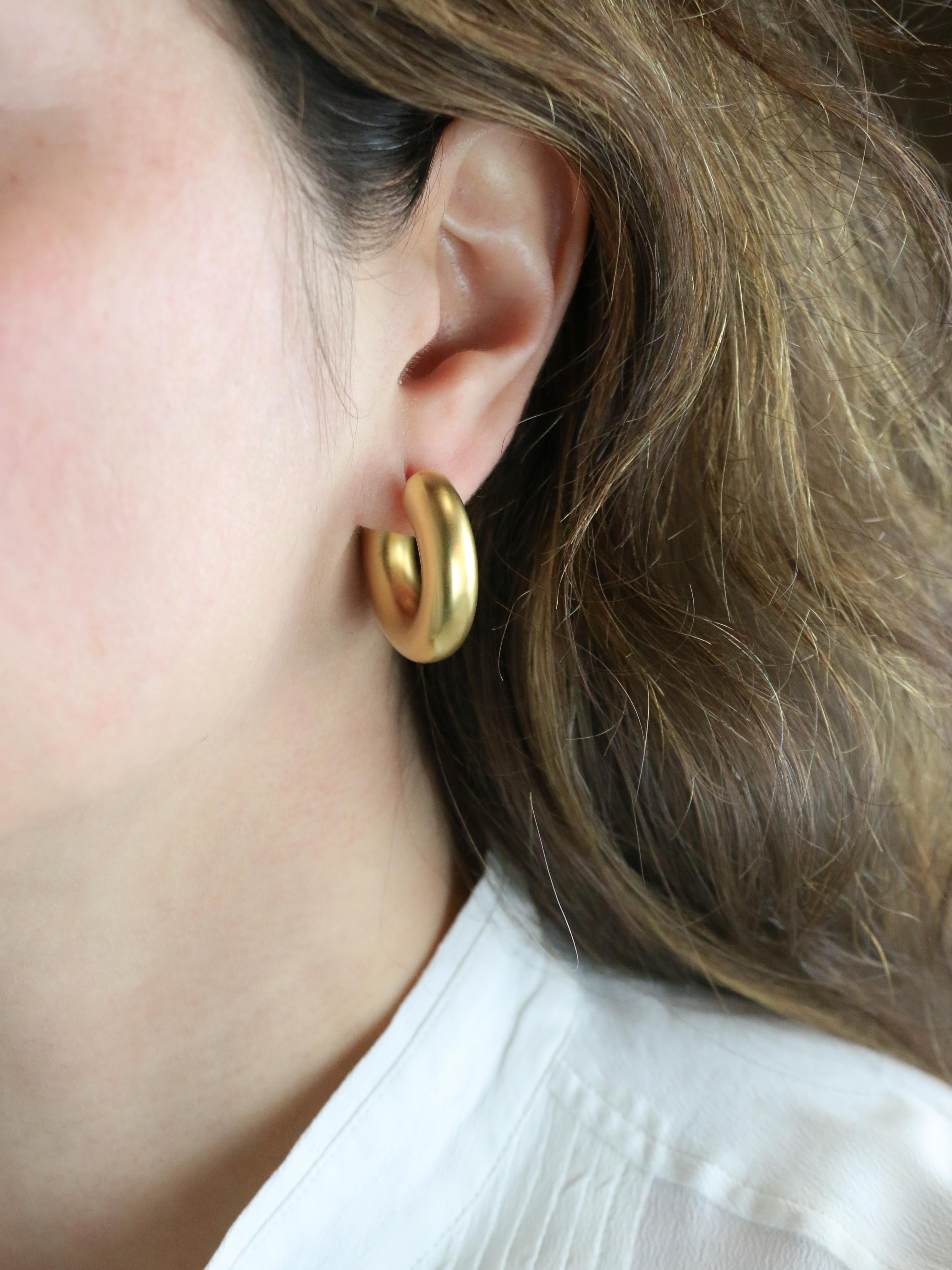 Boucles d'oreilles Créoles vintage or jaune mat