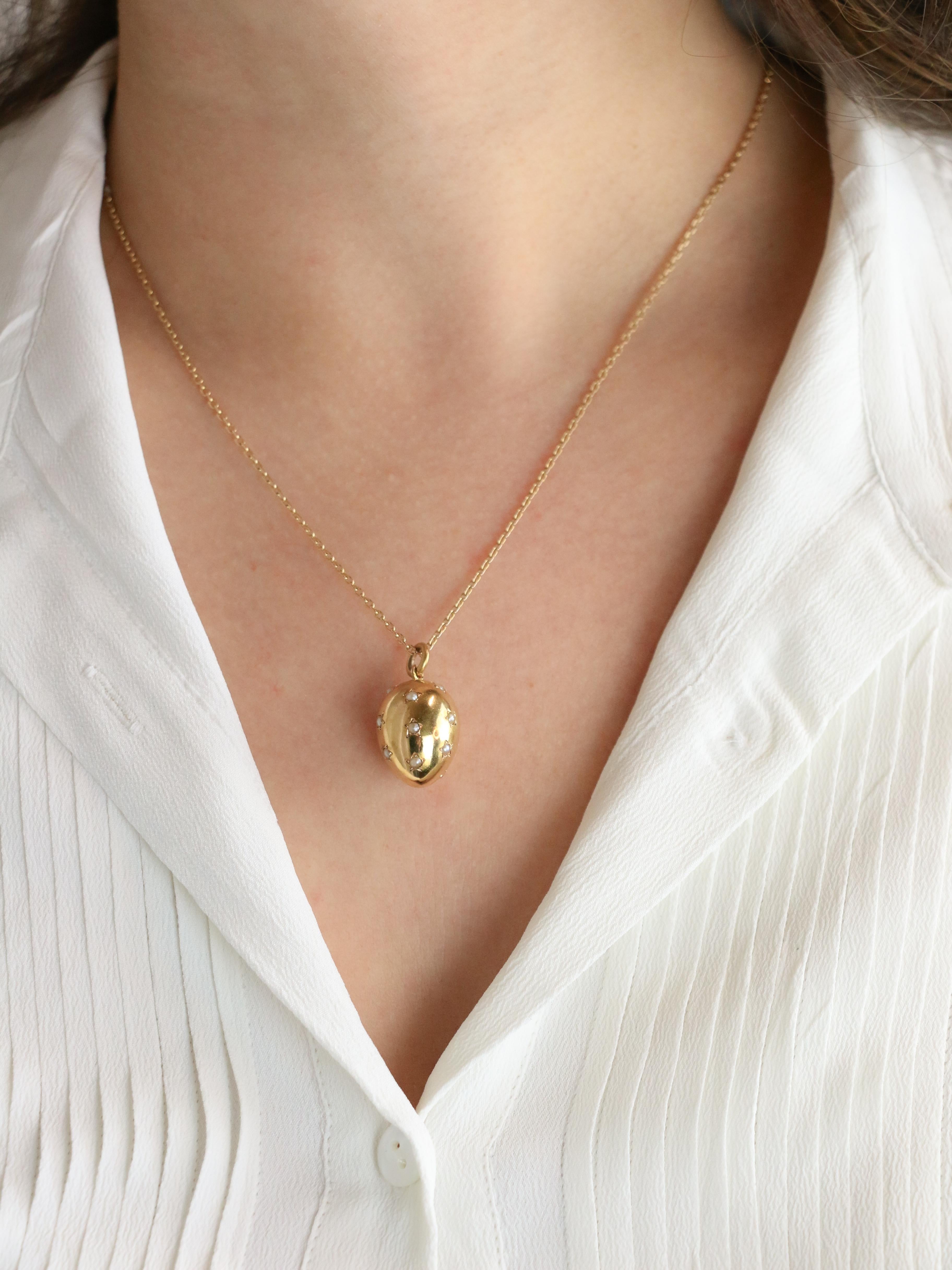 Pendentif œuf or jaune perles fines