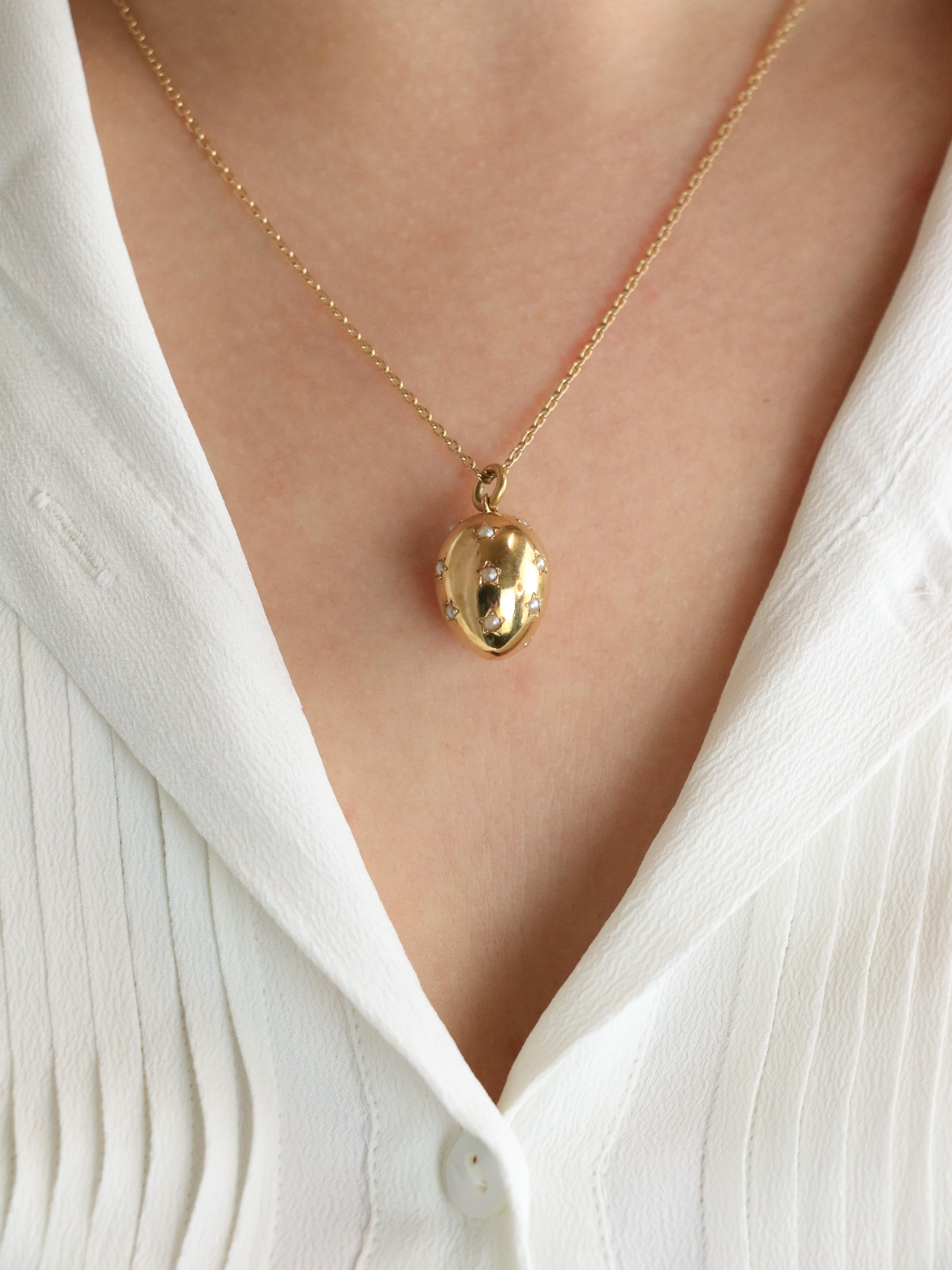 Pendentif œuf or jaune perles fines