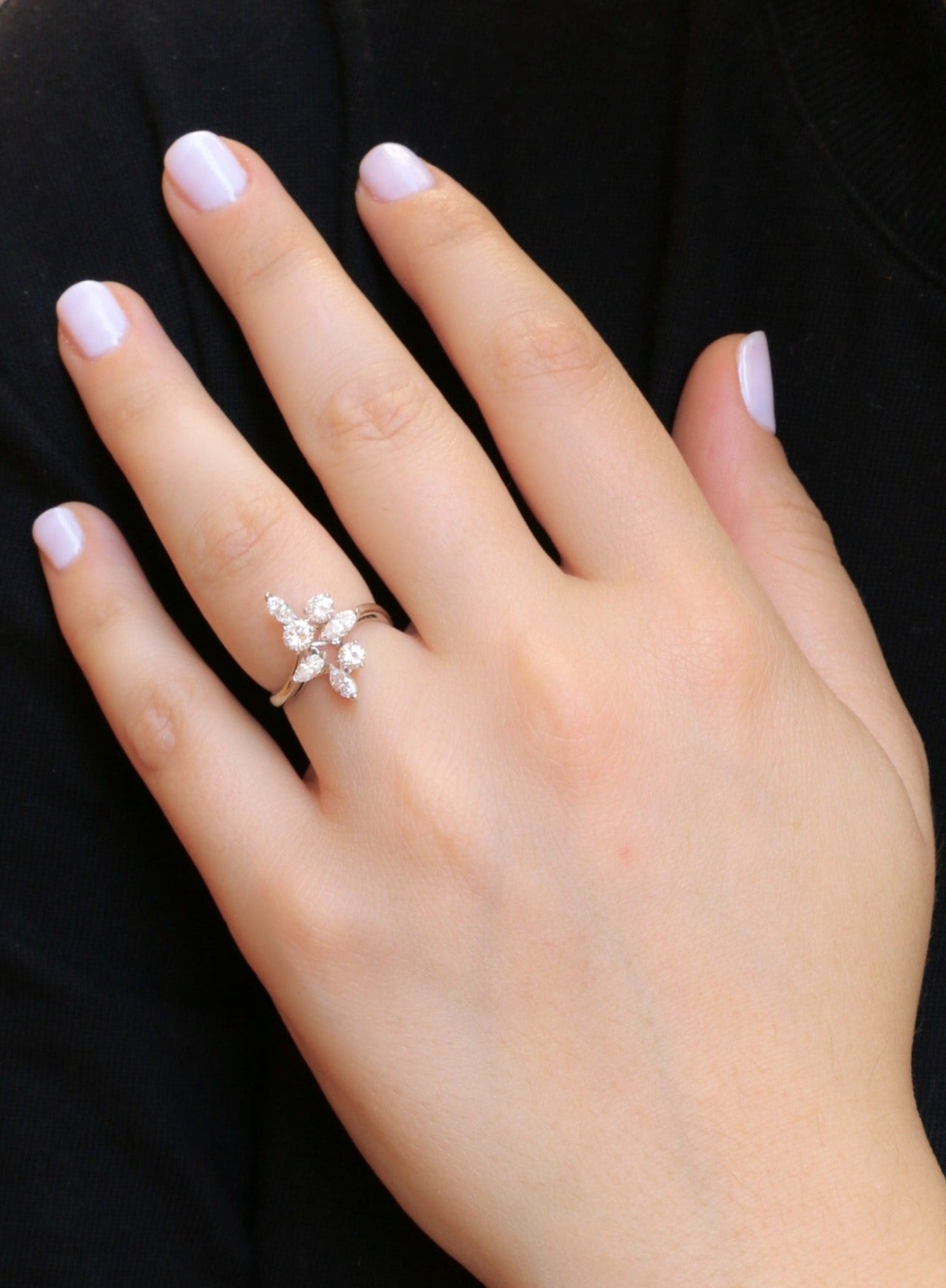 Bague vintage fleur diamants