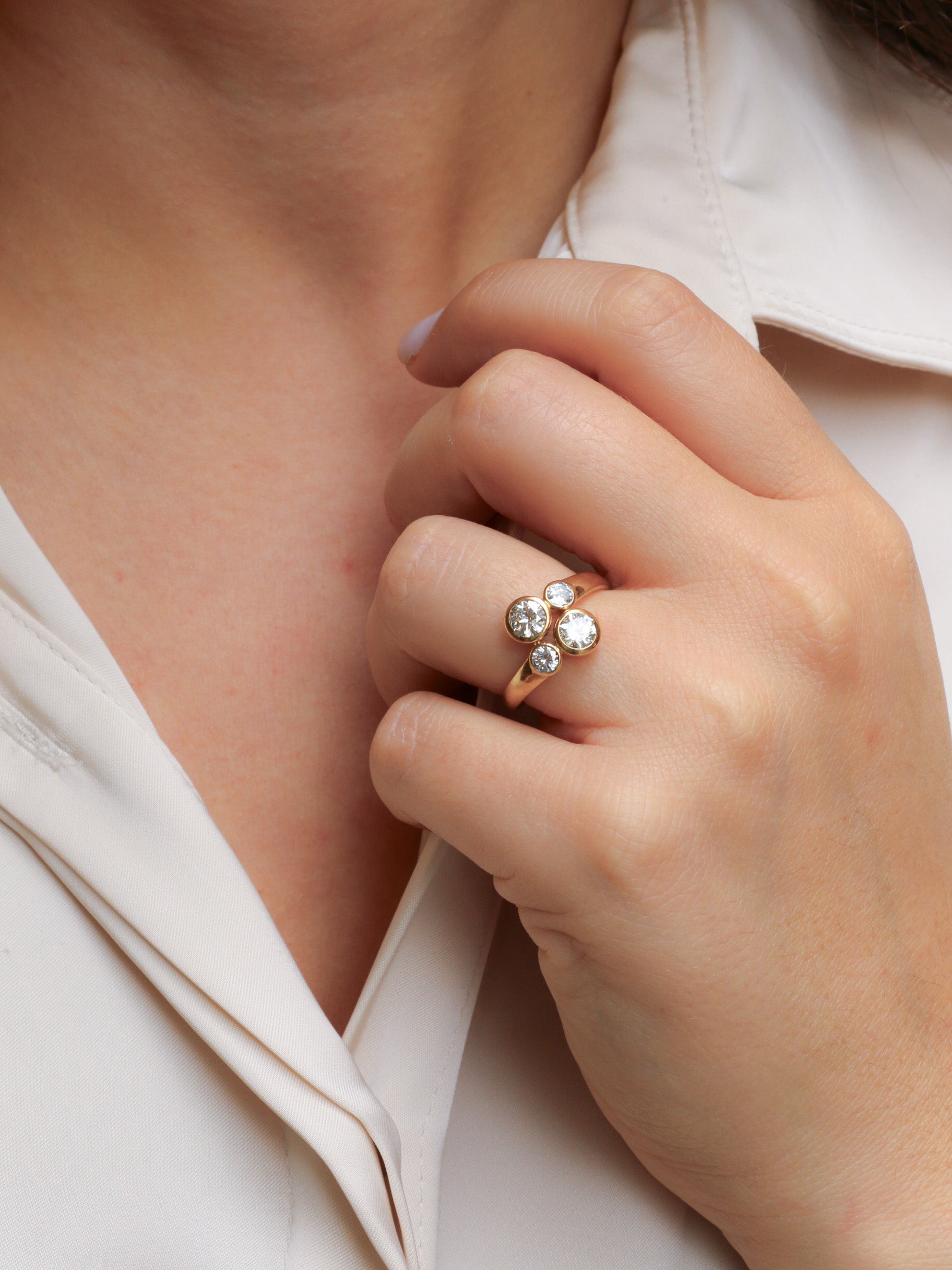 Bague toi et moi vintage or jaune diamants