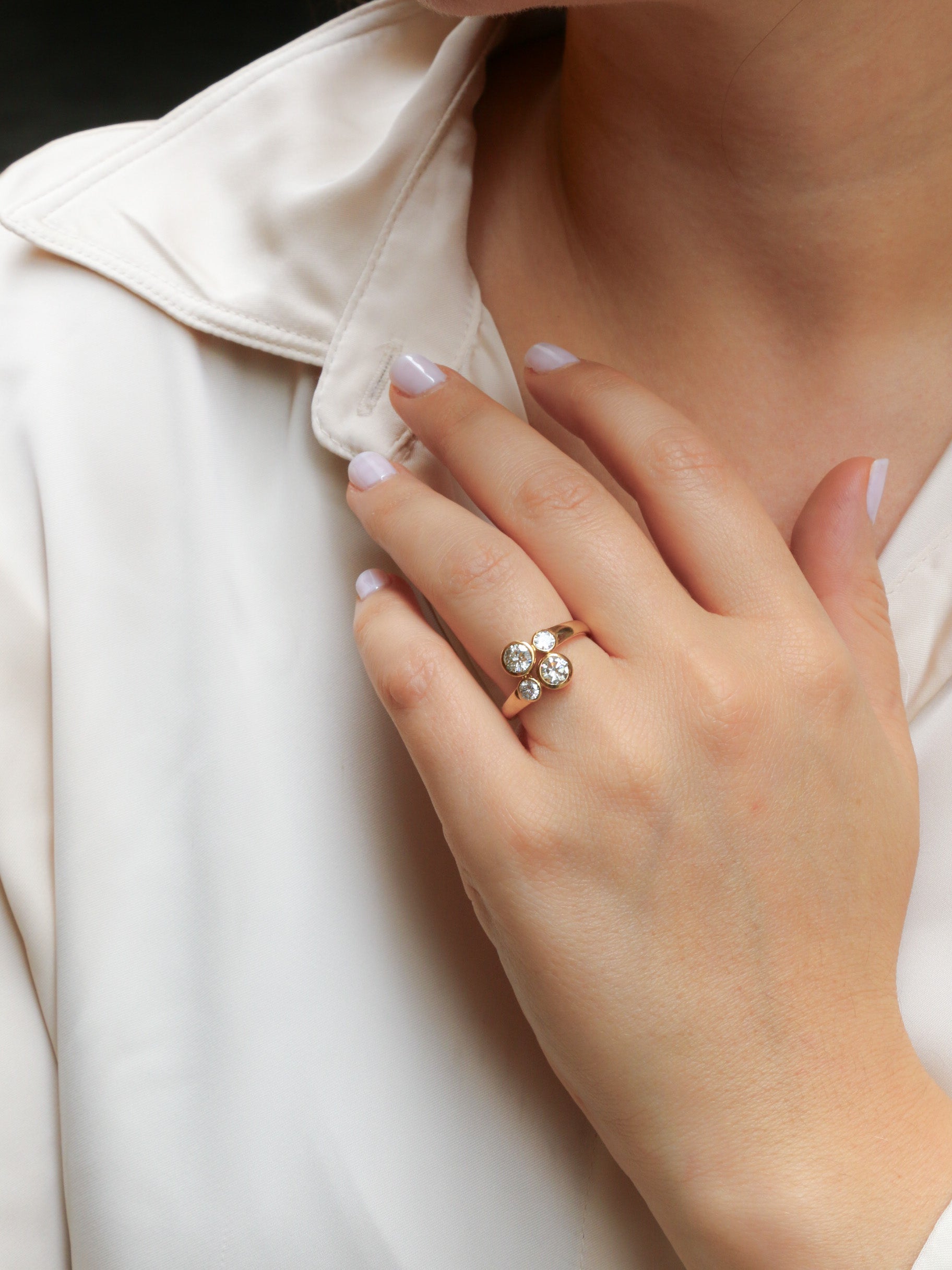 Bague toi et moi vintage or jaune diamants