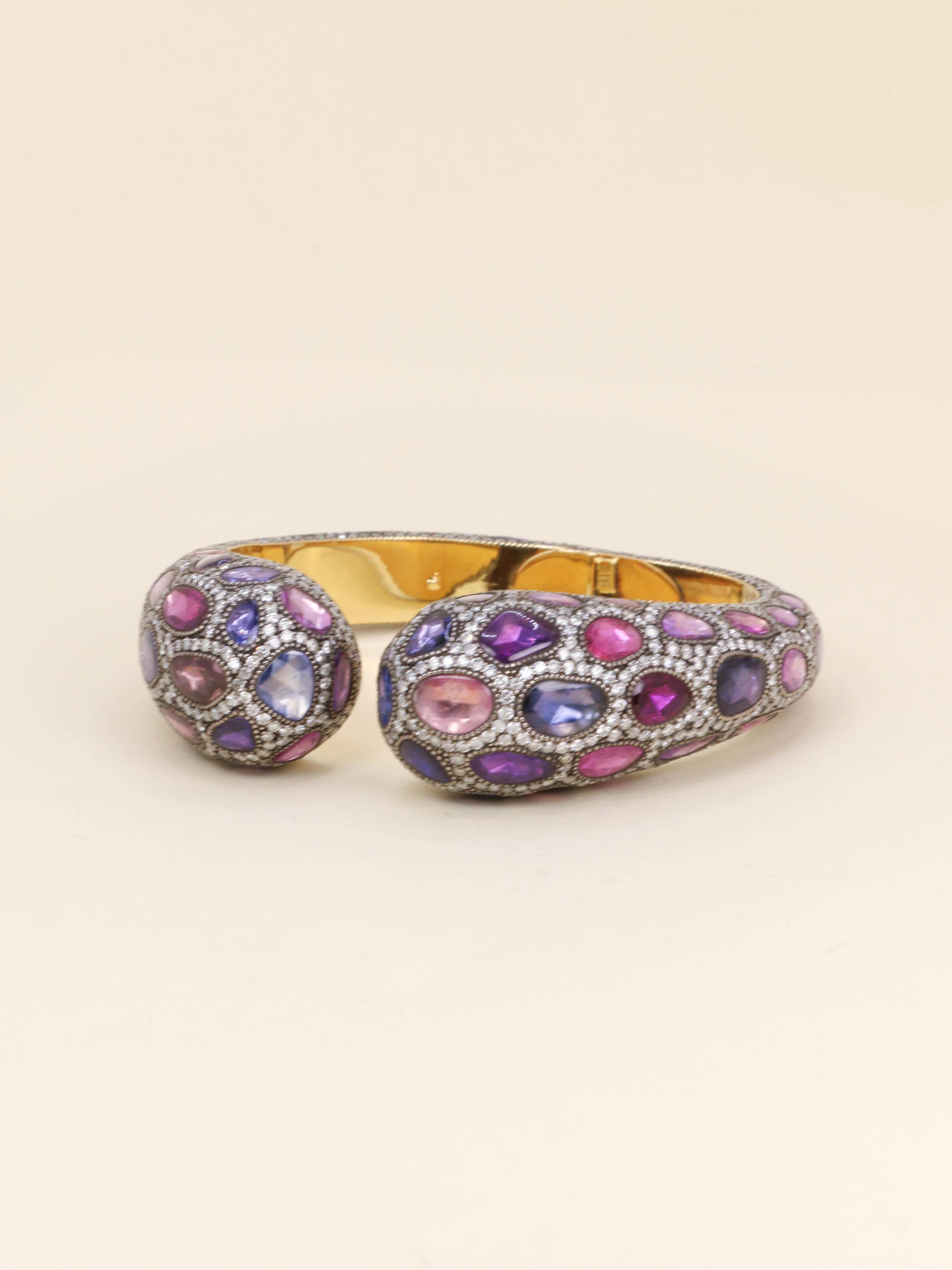ANDRE MARCHA Bracelet jonc saphirs diamants
