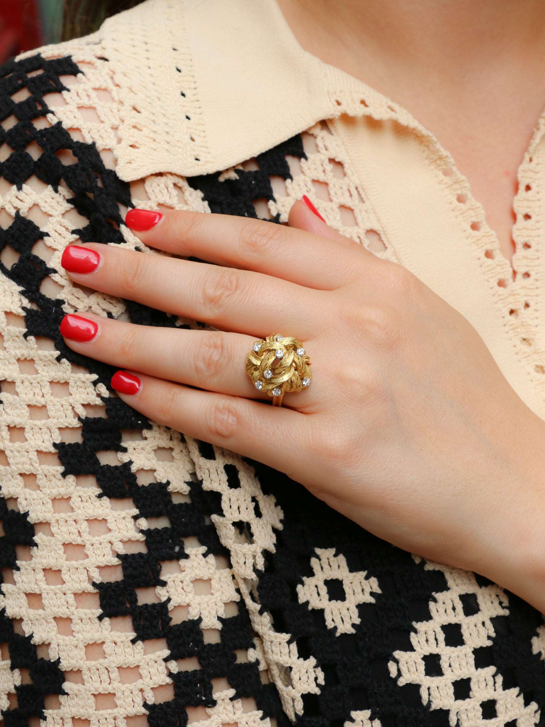 Bague vintage or jaune amati diamants