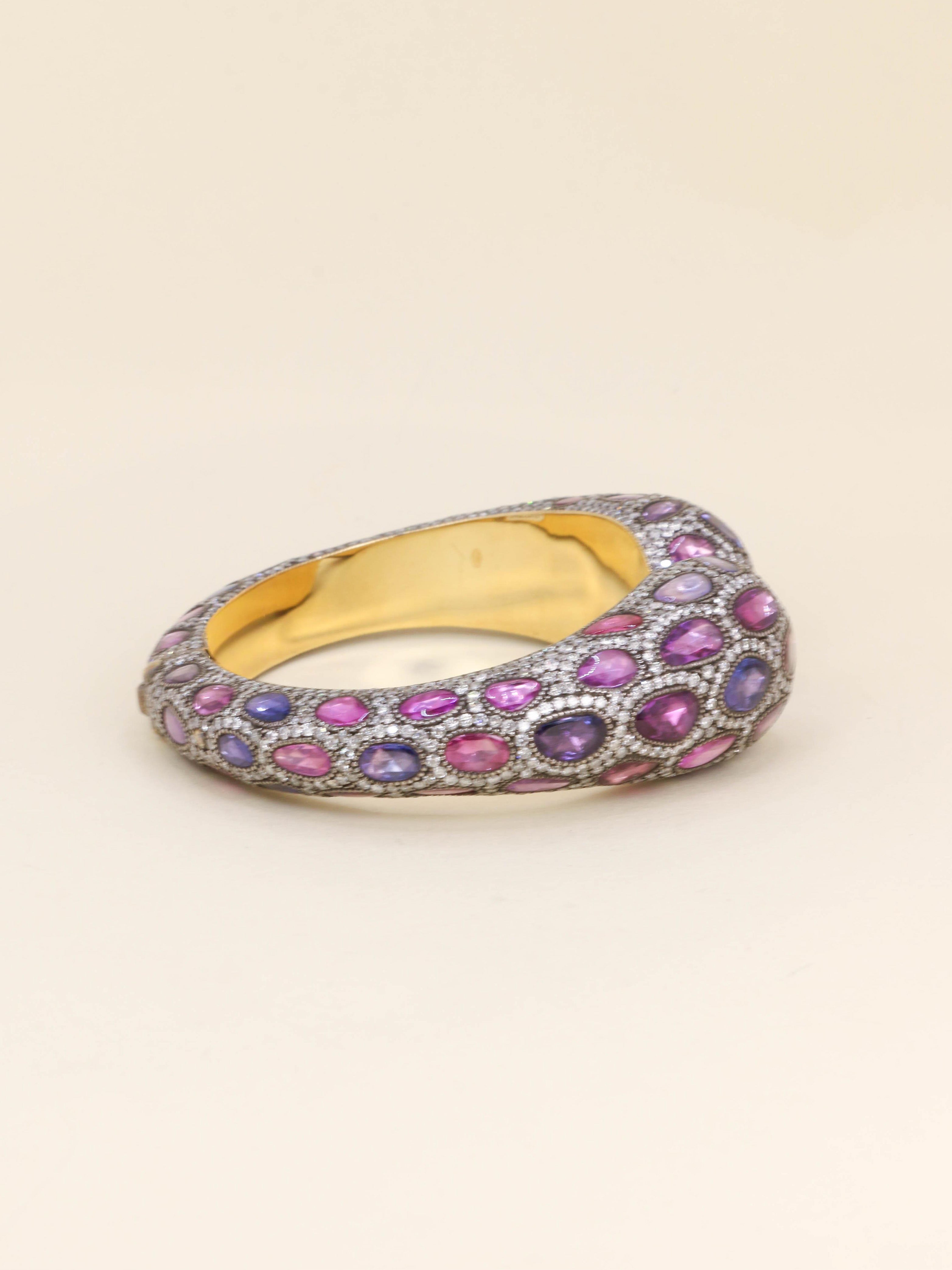 ANDRE MARCHA Bracelet jonc saphirs diamants