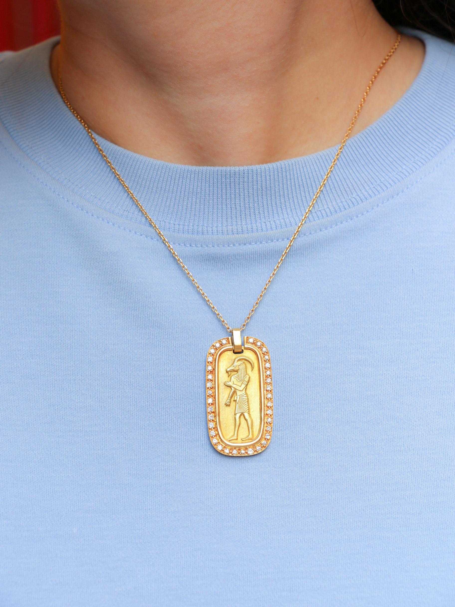 GEORGES LENFANT Pendentif Dieu Egyptien or jaune diamants