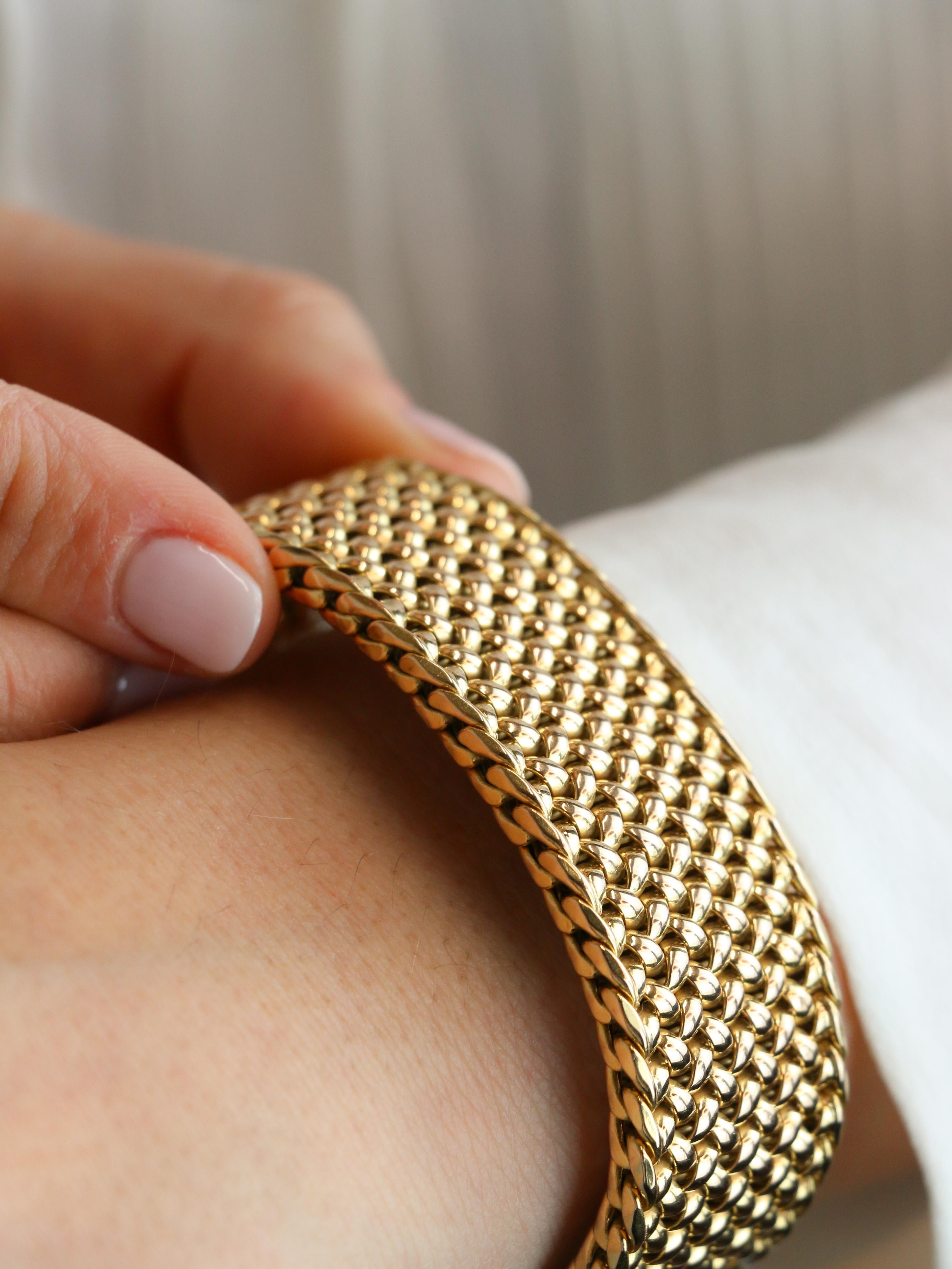 X Bracelet souple maille milanaise or jaune 2,3 cm