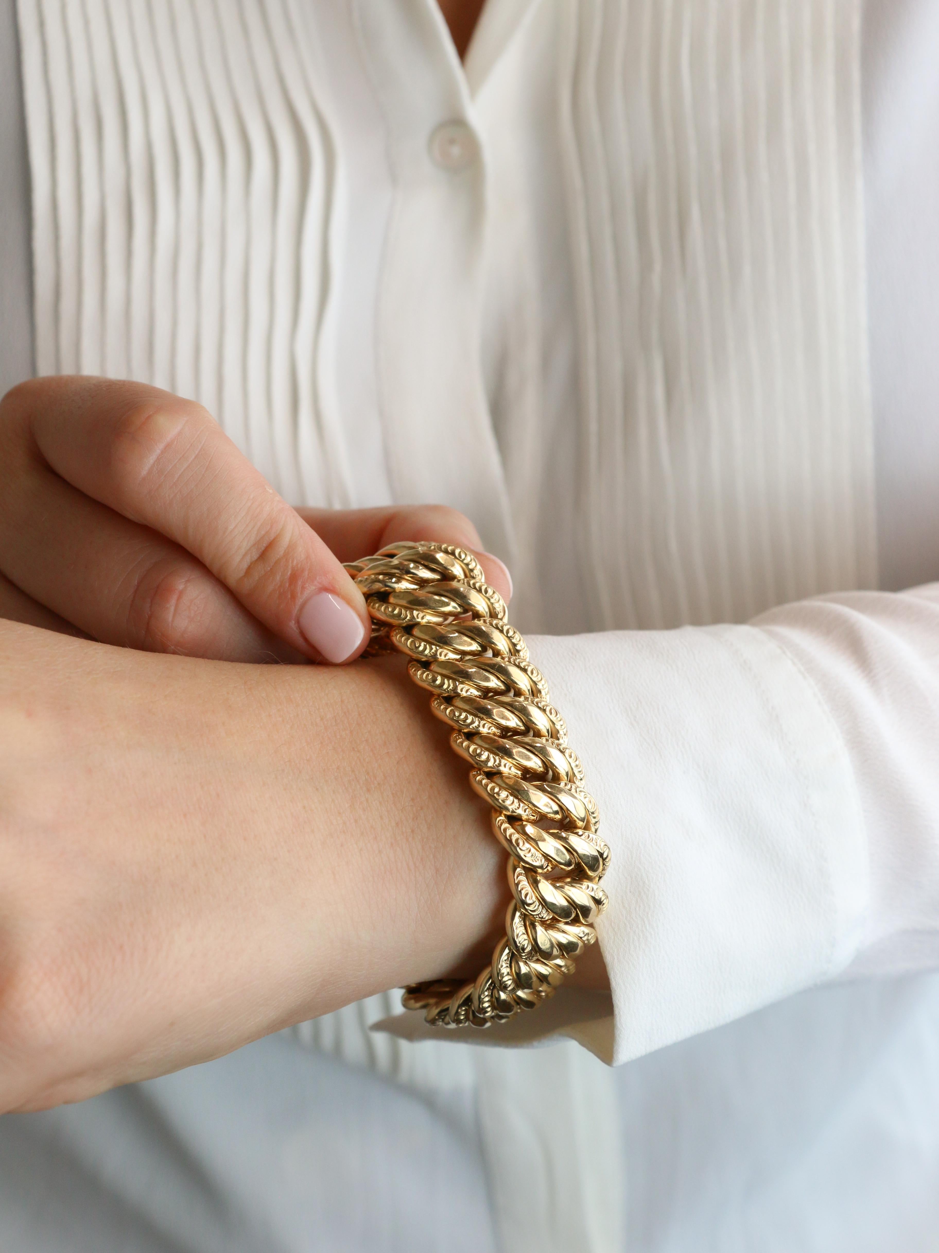 X Bracelet maille américaine or jaune 2 cm