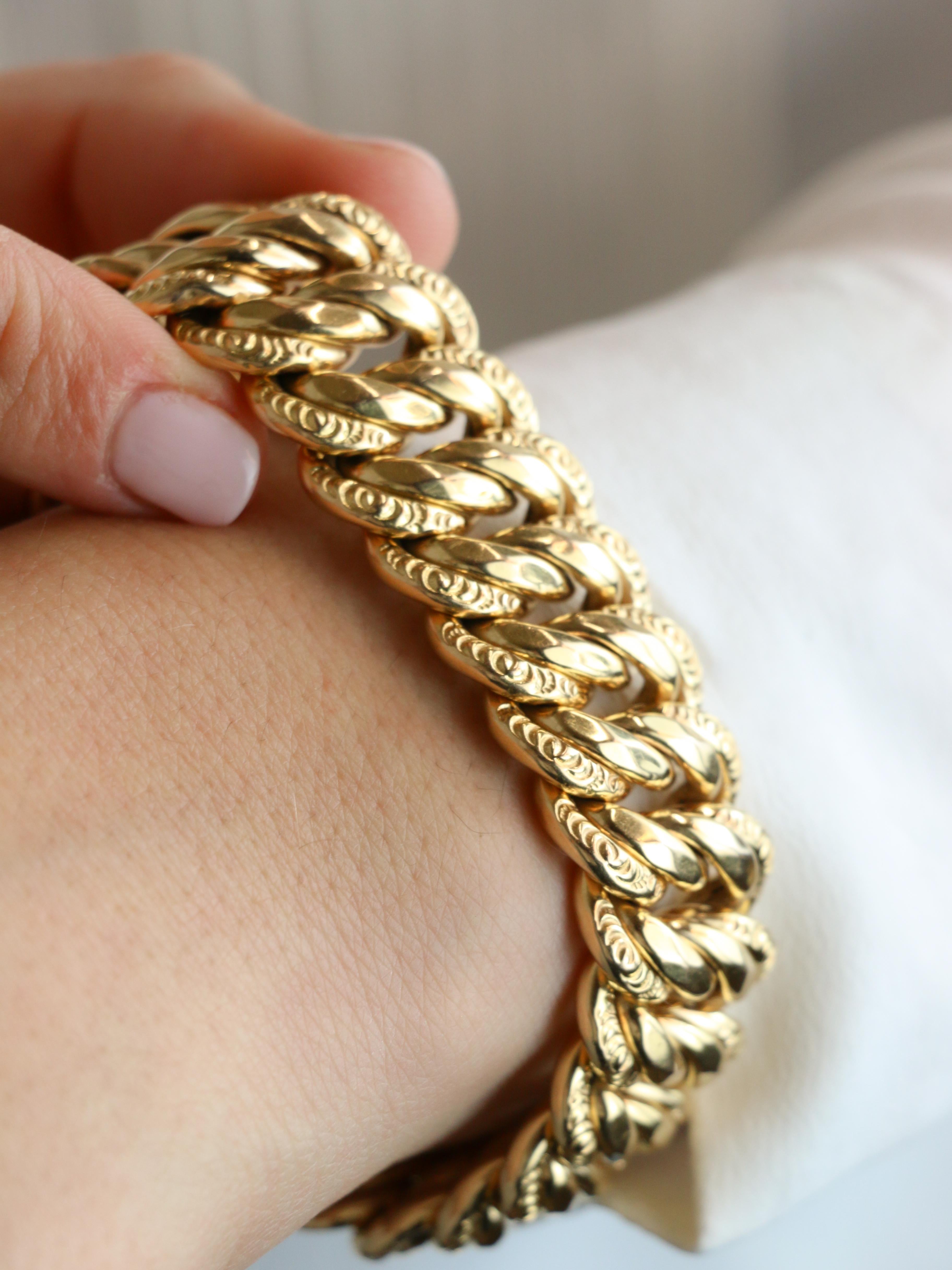 X Bracelet maille américaine or jaune 2 cm