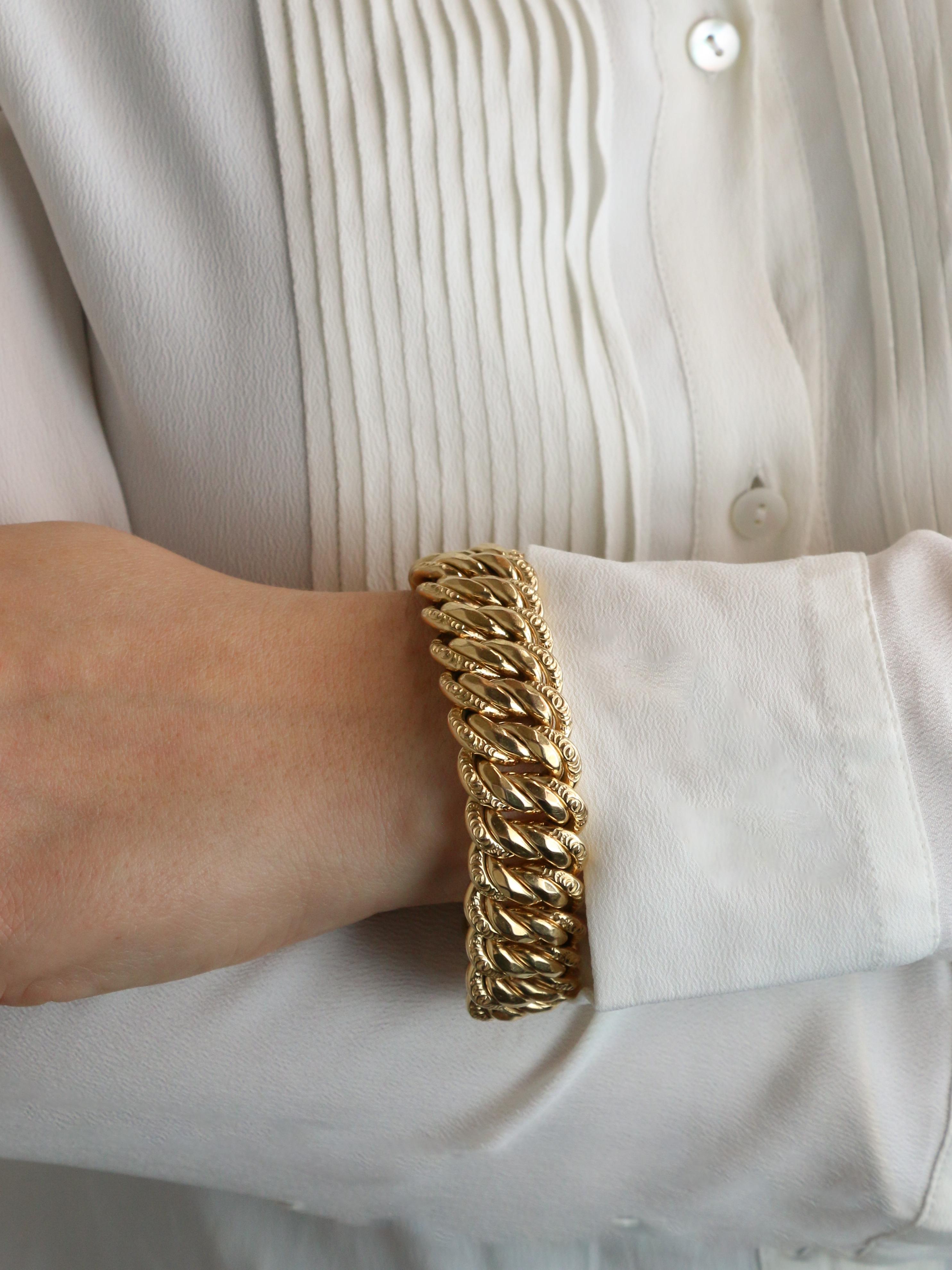 X Bracelet maille américaine or jaune 2 cm