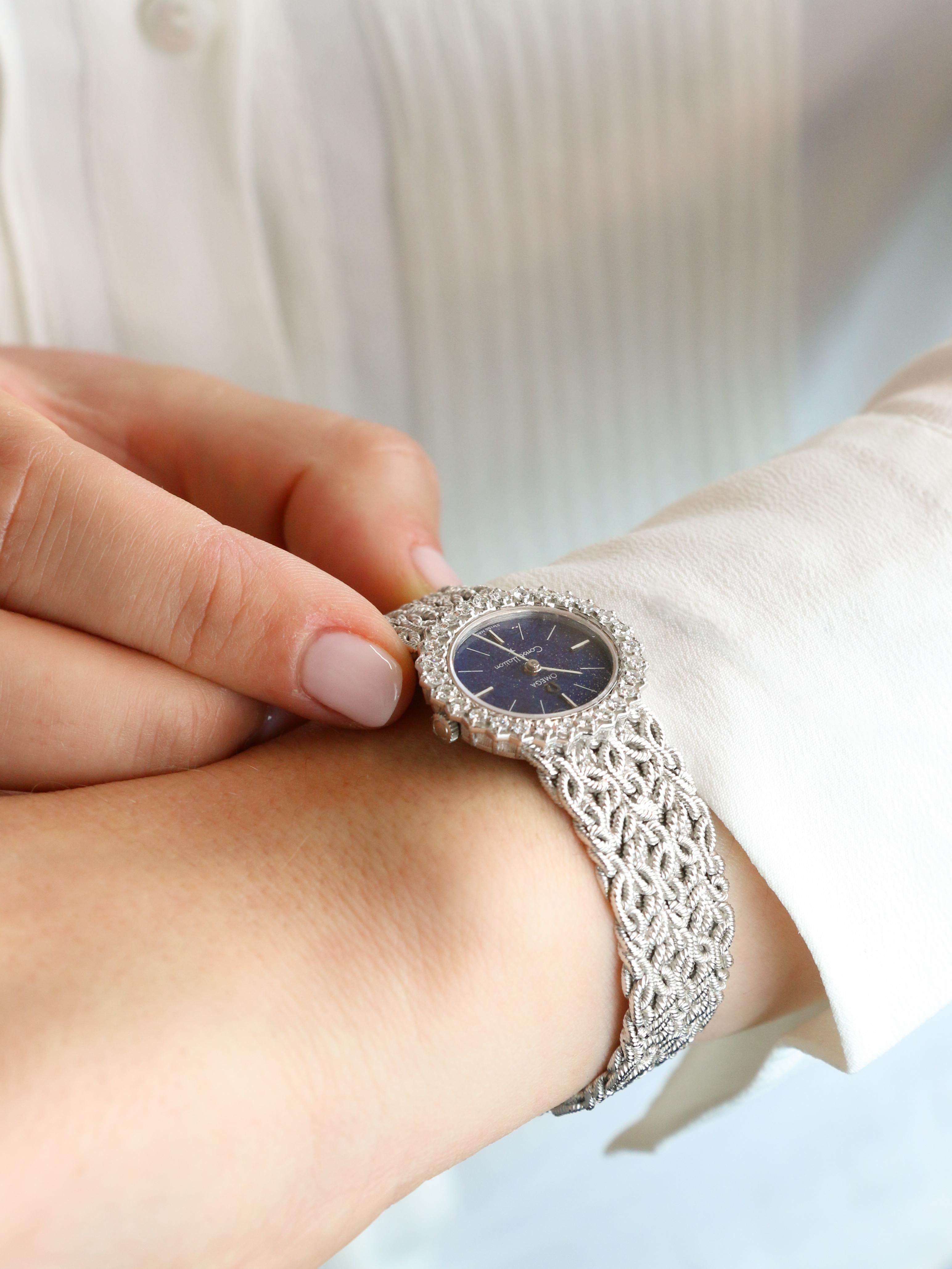 OMEGA Constellation - Montre or blanc diamants lapis-lazuli