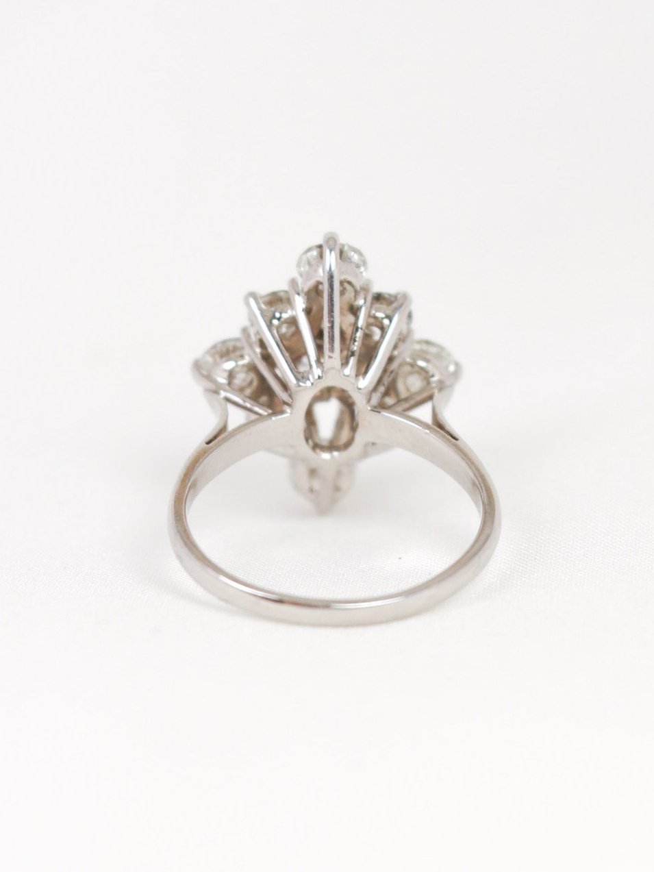 Bague marquise vintage or blanc diamants