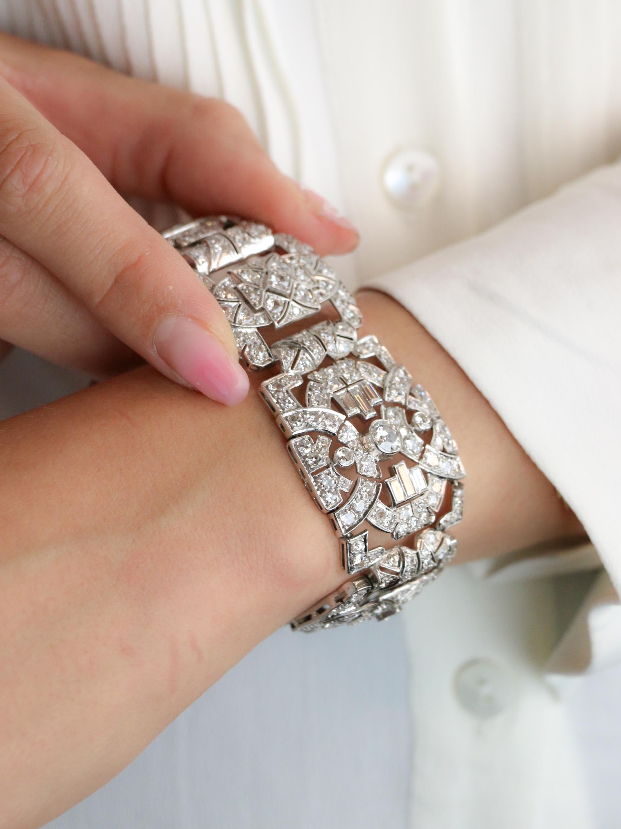 Bracelet Art Déco platine diamants