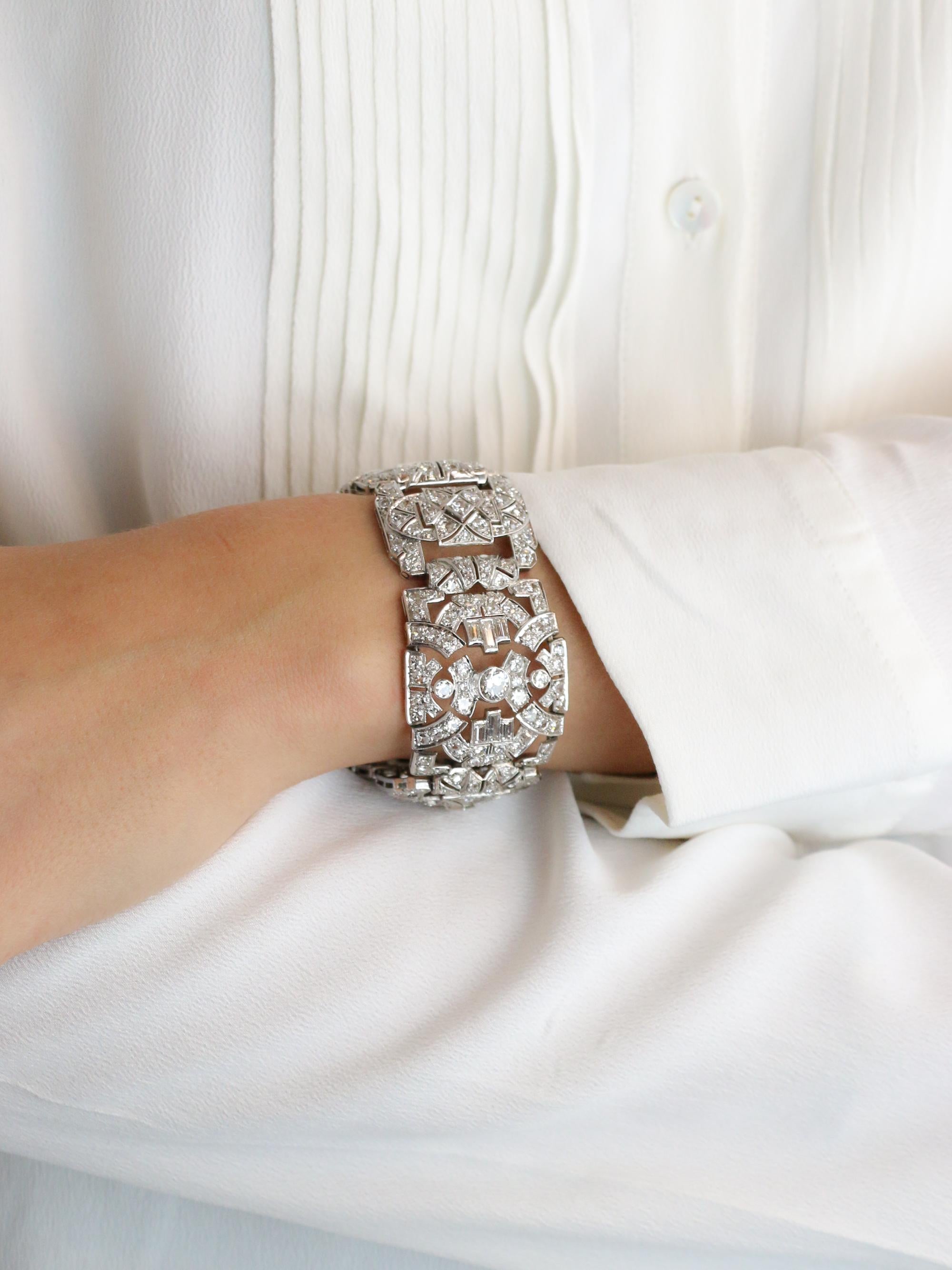 Bracelet Art Déco platine diamants