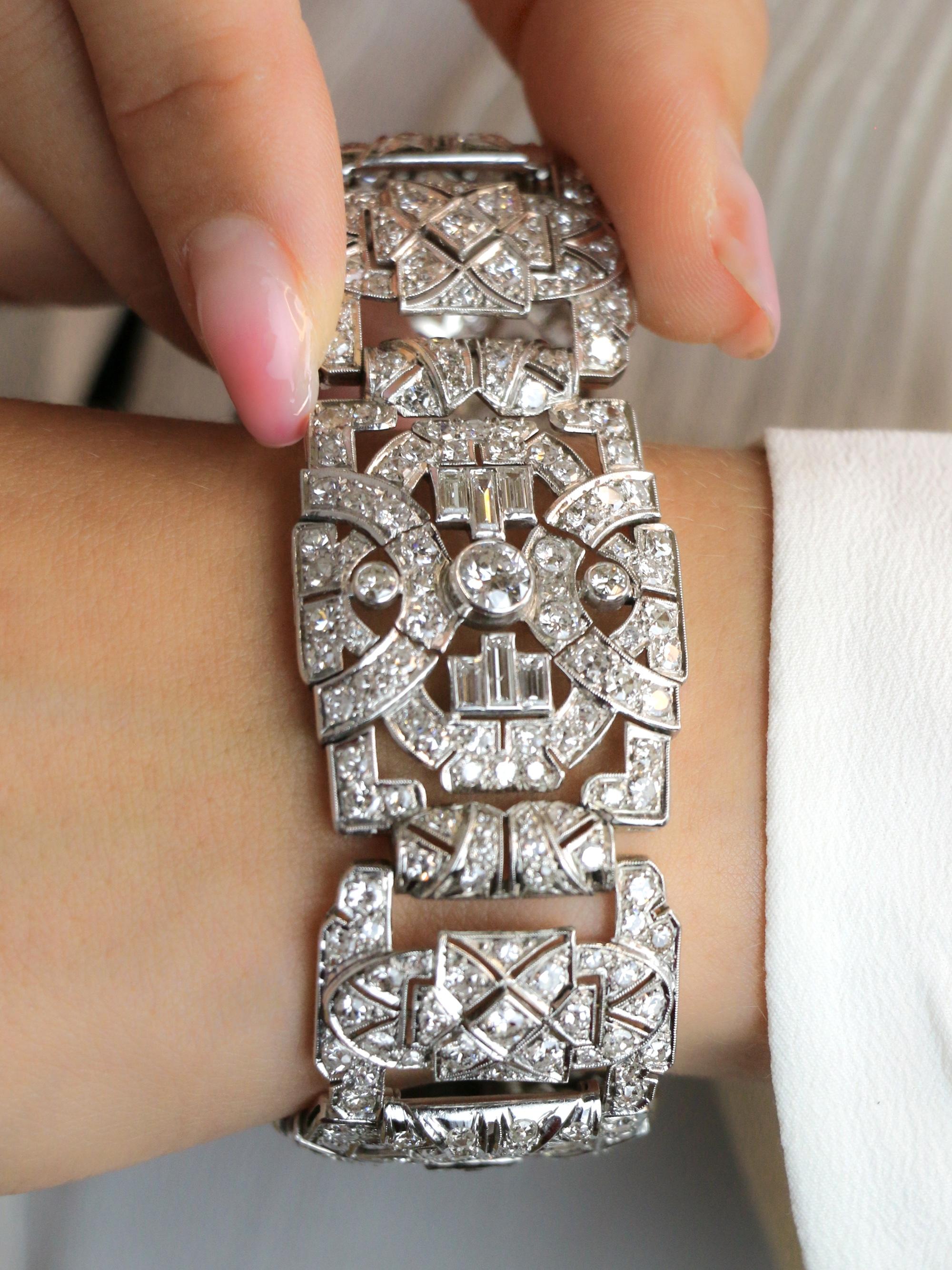 Bracelet Art Déco platine diamants