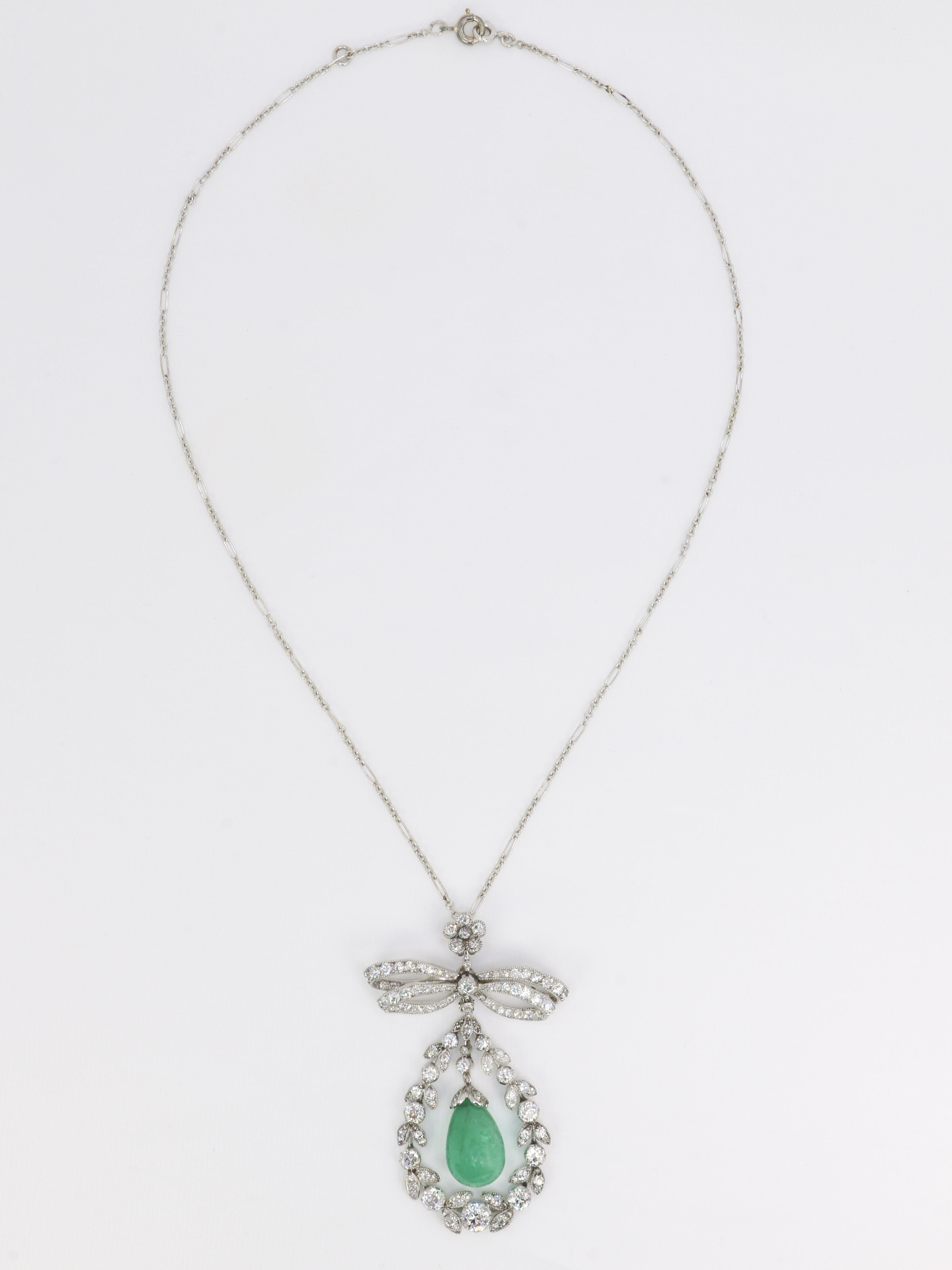 Collier noeud Belle Epoque émeraude diamants