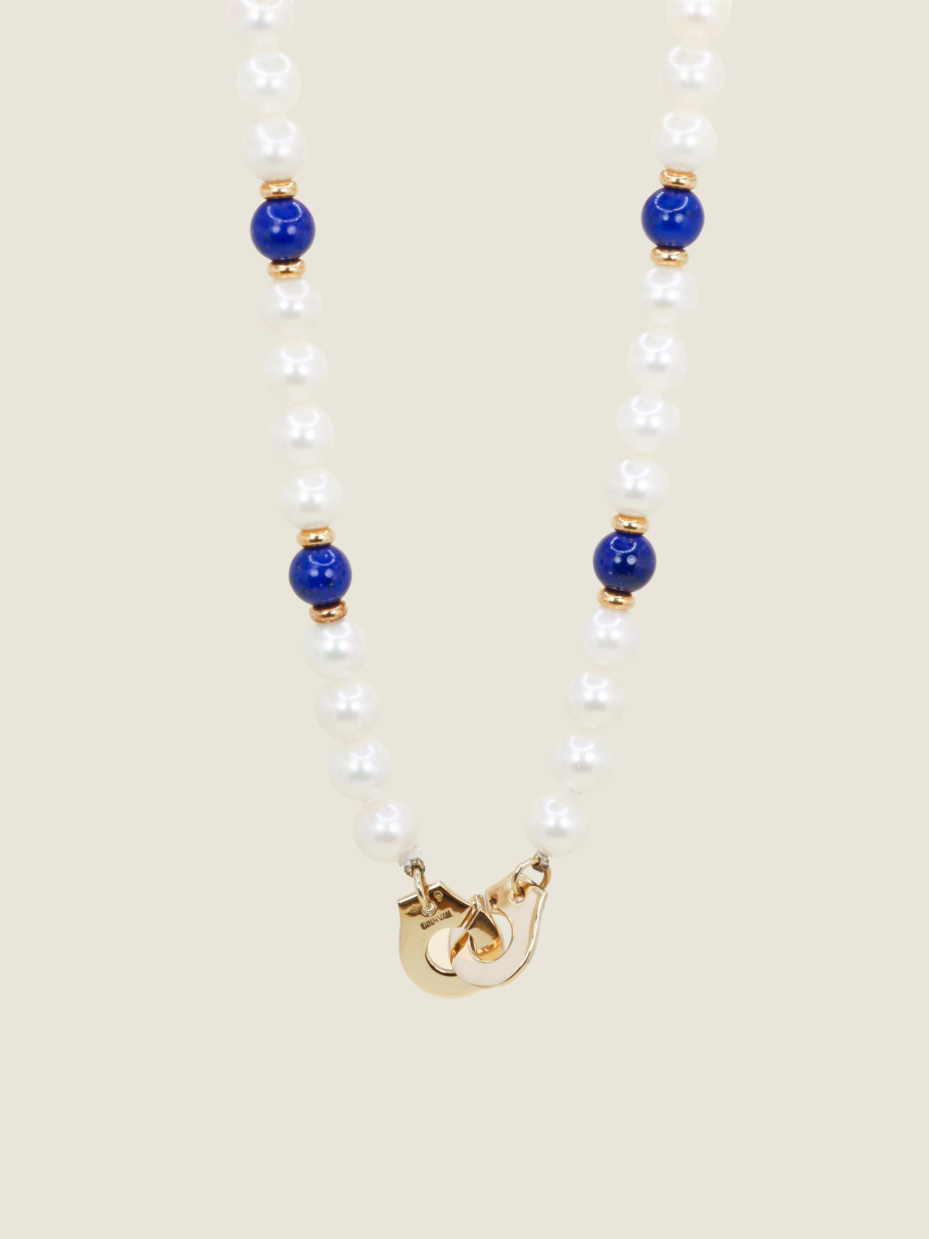 DINH VAN Collier menottes R10 perles & lapis lazuli