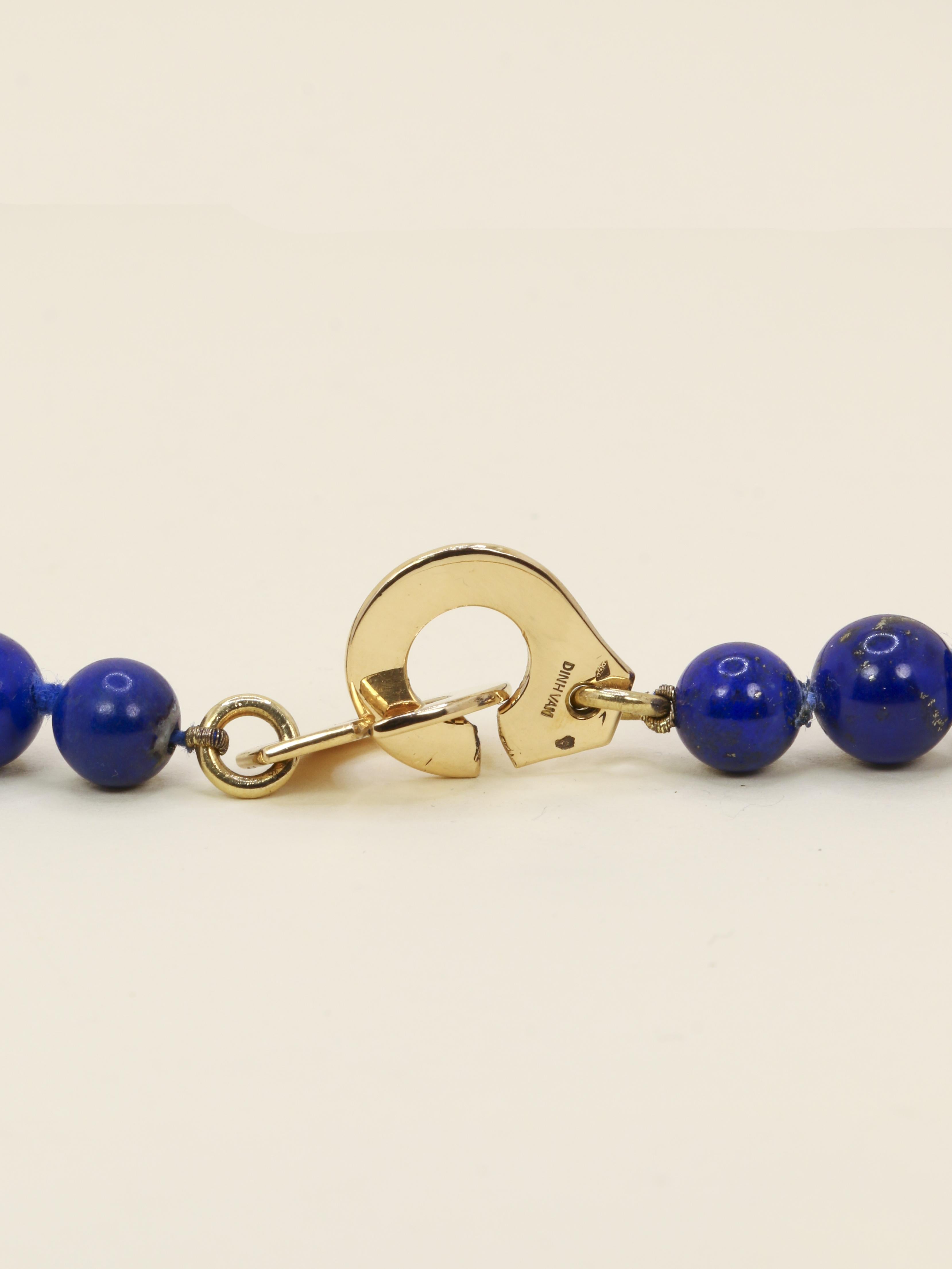 DINH VAN Collier menottes R15 or jaune lapis lazuli