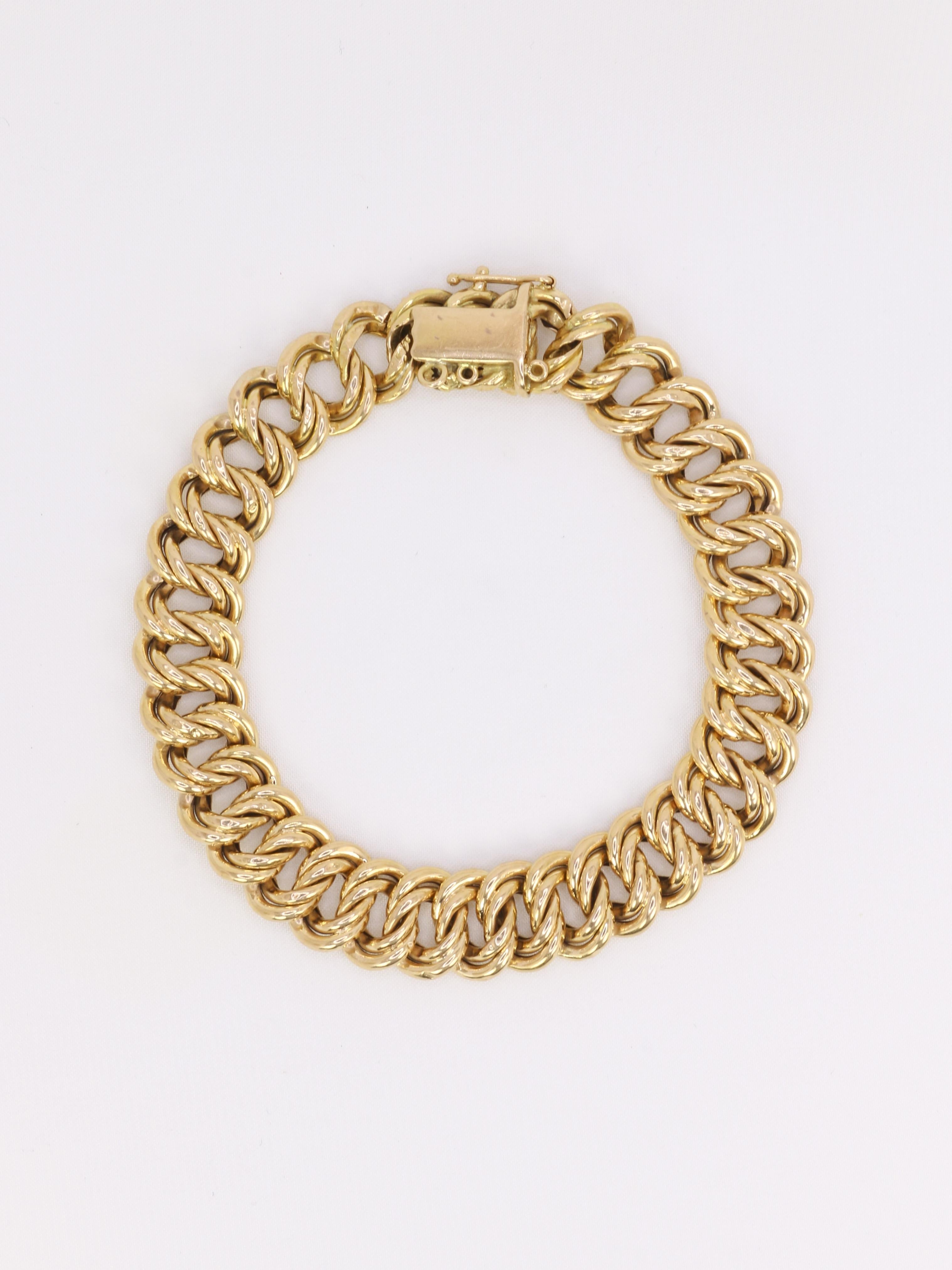 Bracelet maille américaine or jaune 1,2 cm