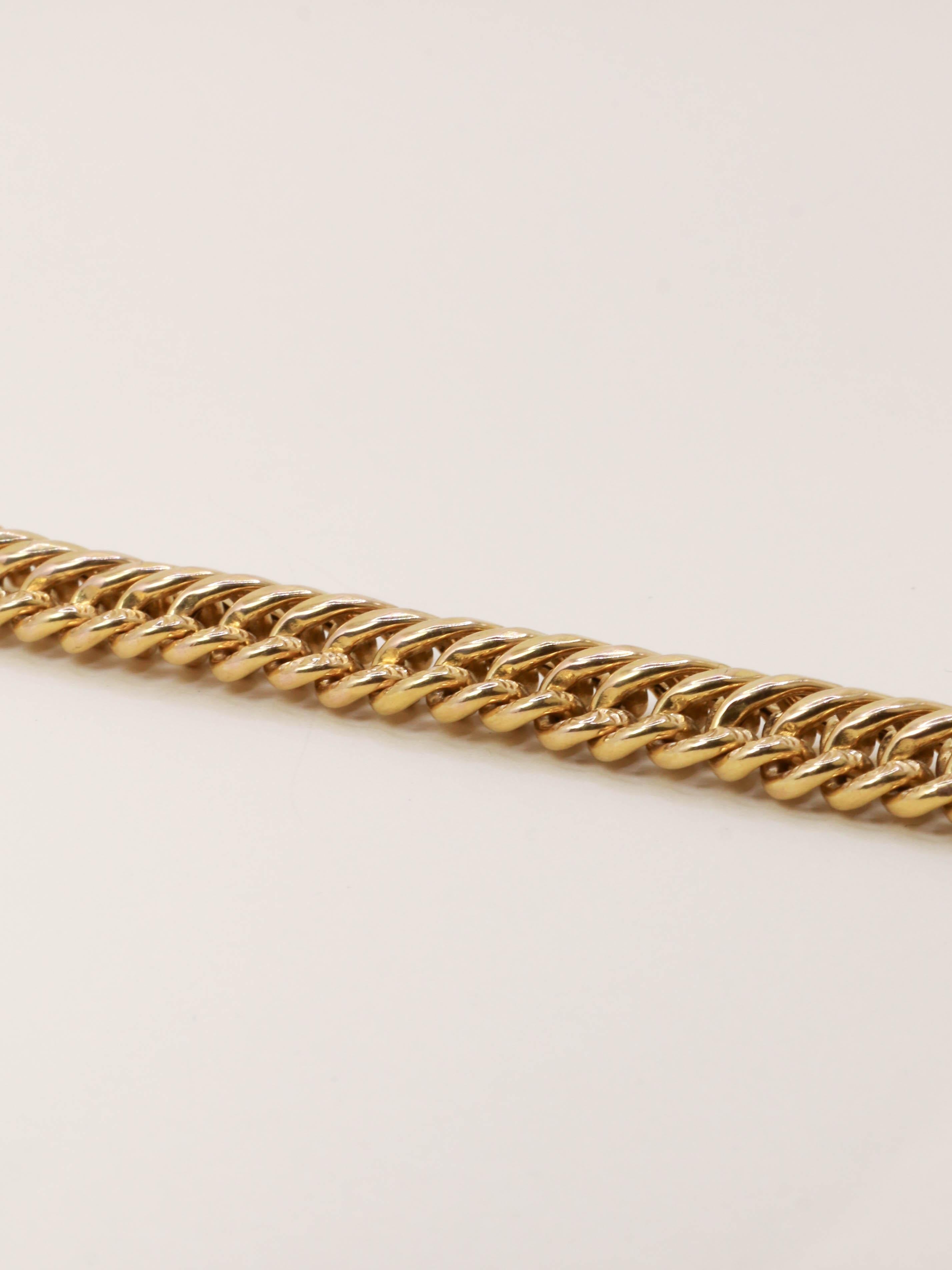 Bracelet vintage maille américaine or jaune