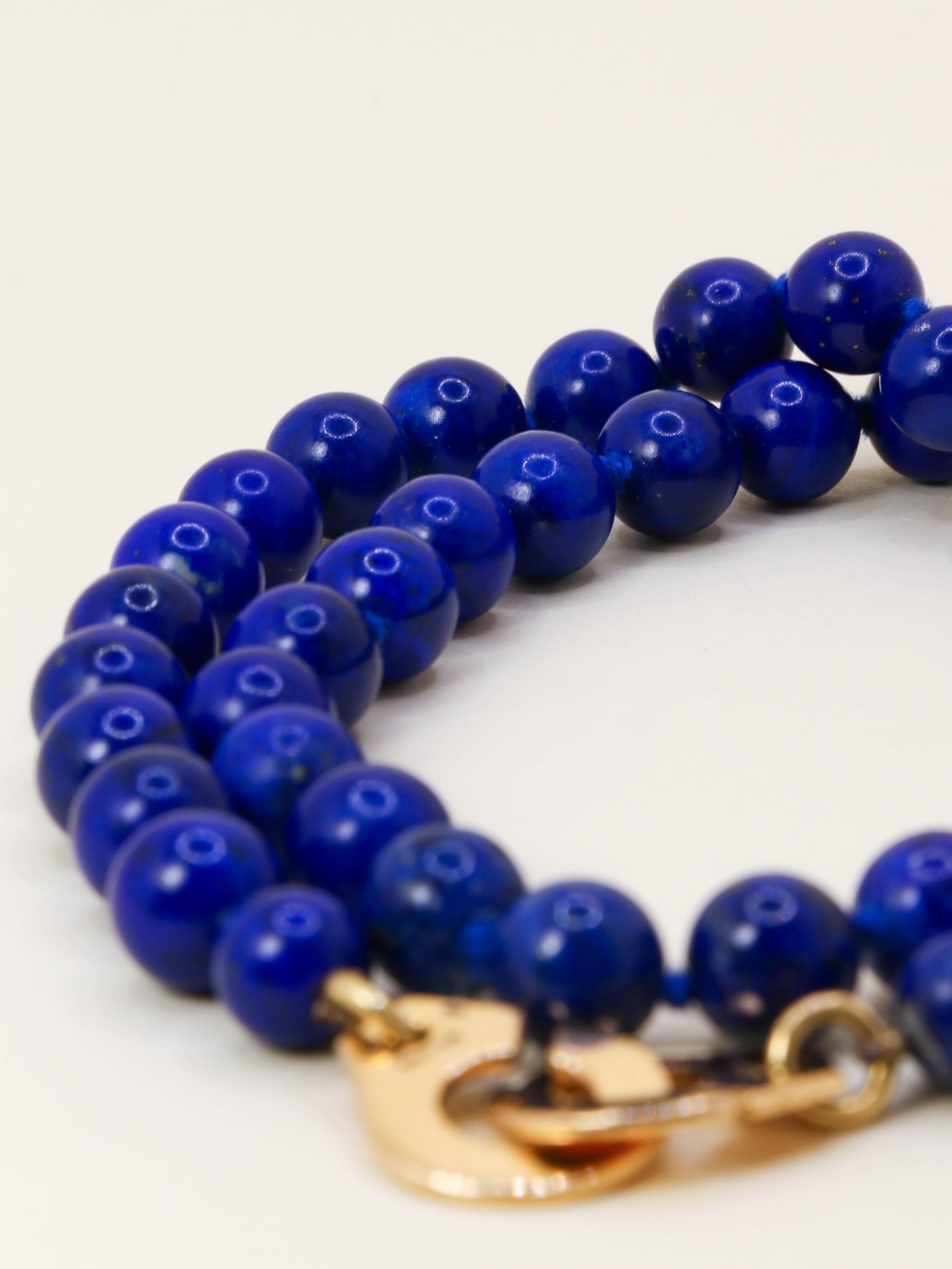 DINH VAN Collier menottes R15 or jaune lapis lazuli