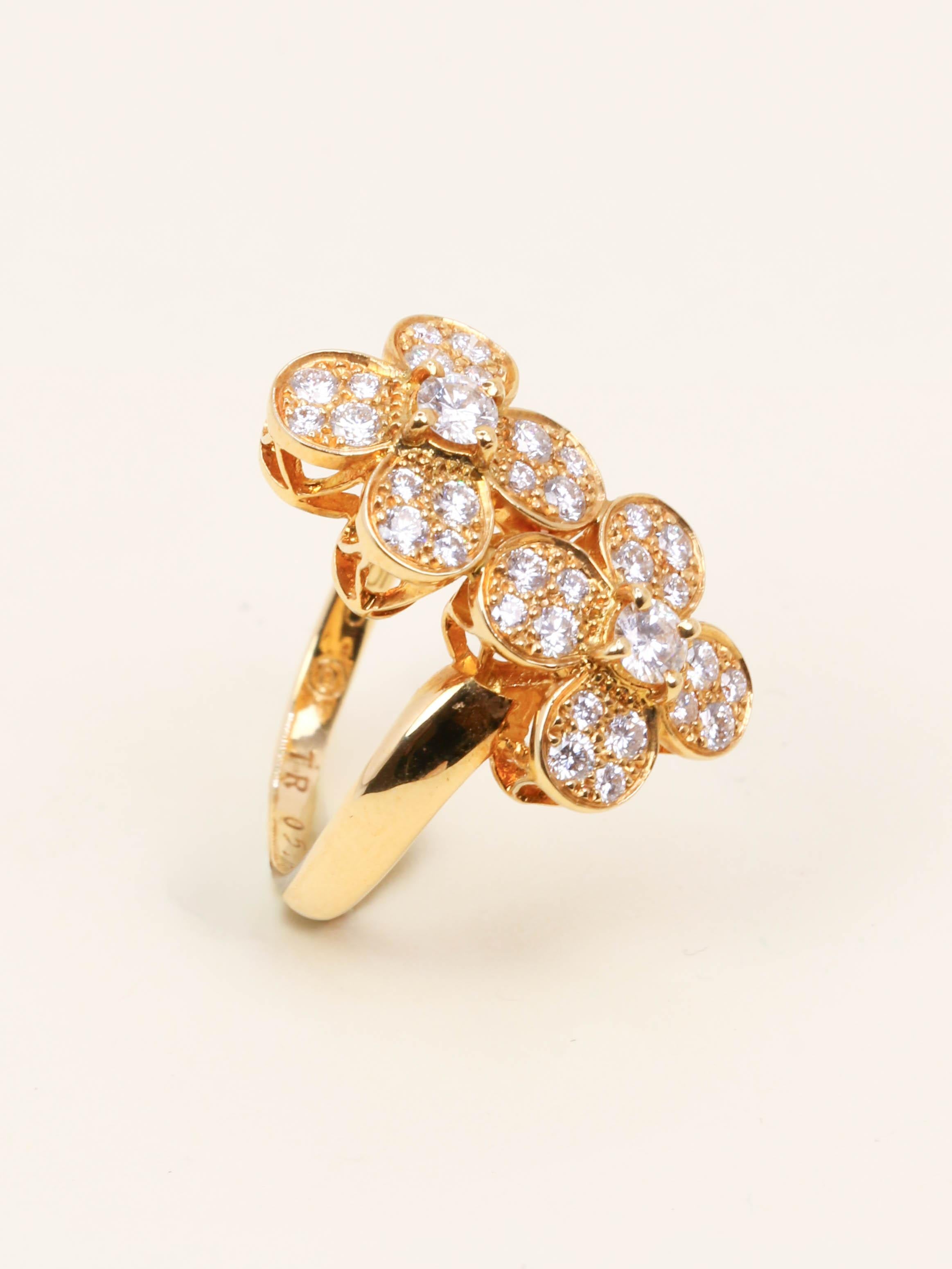 VAN CLEEF & ARPELS Bague double trèfle or jaune diamants