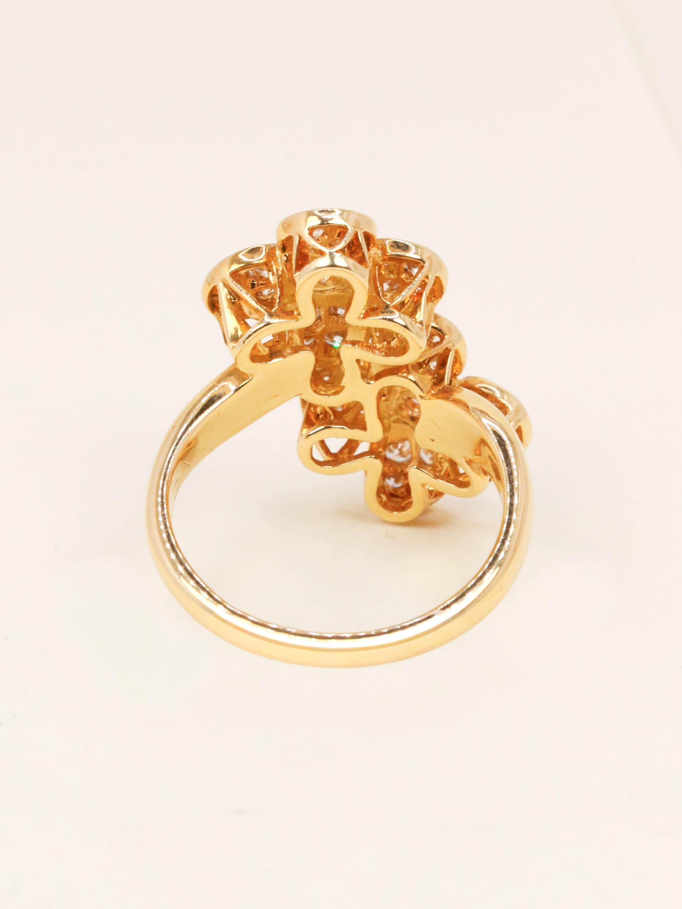 VAN CLEEF & ARPELS Bague double trèfle or jaune diamants