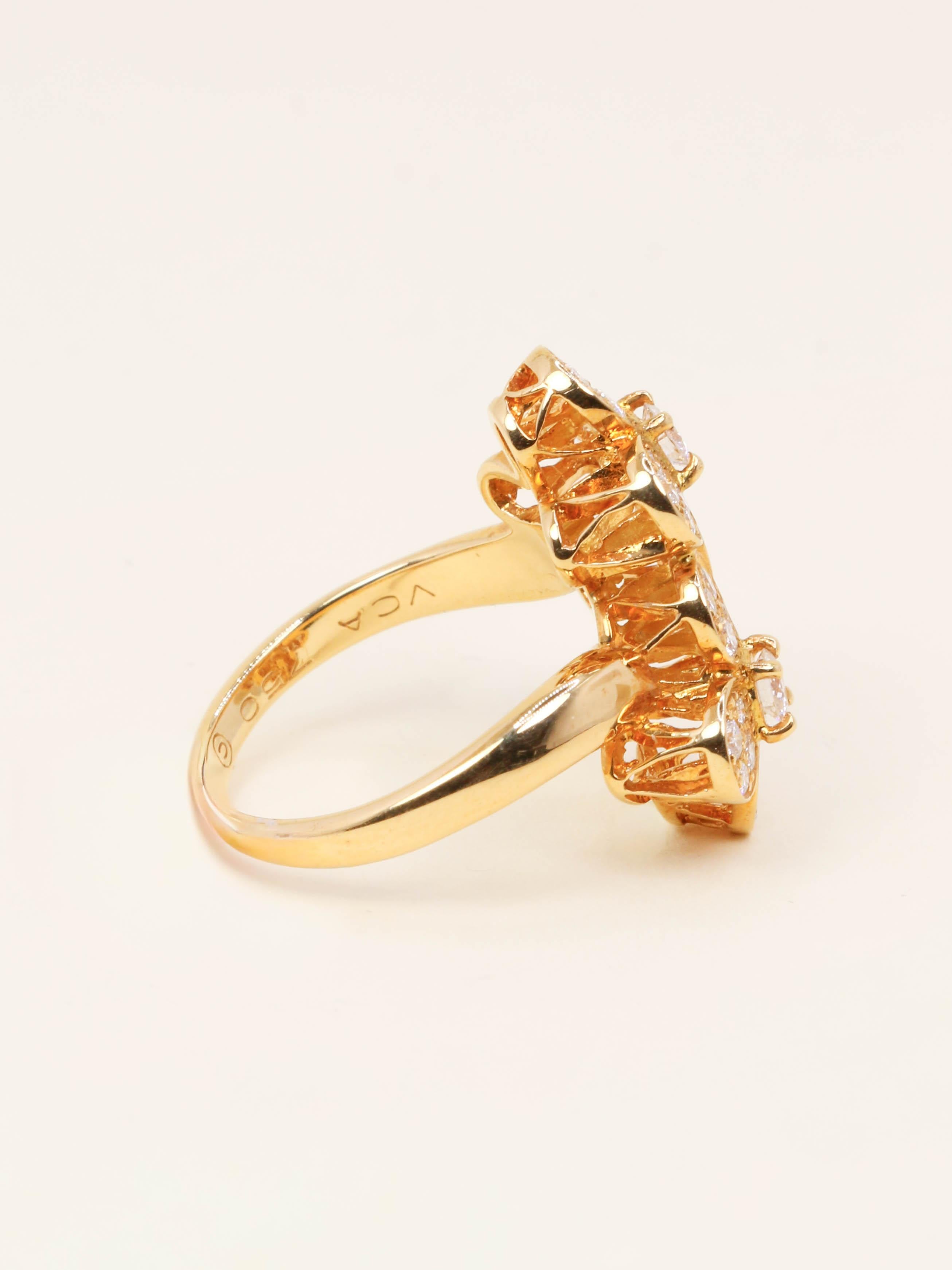 VAN CLEEF & ARPELS Bague double trèfle or jaune diamants